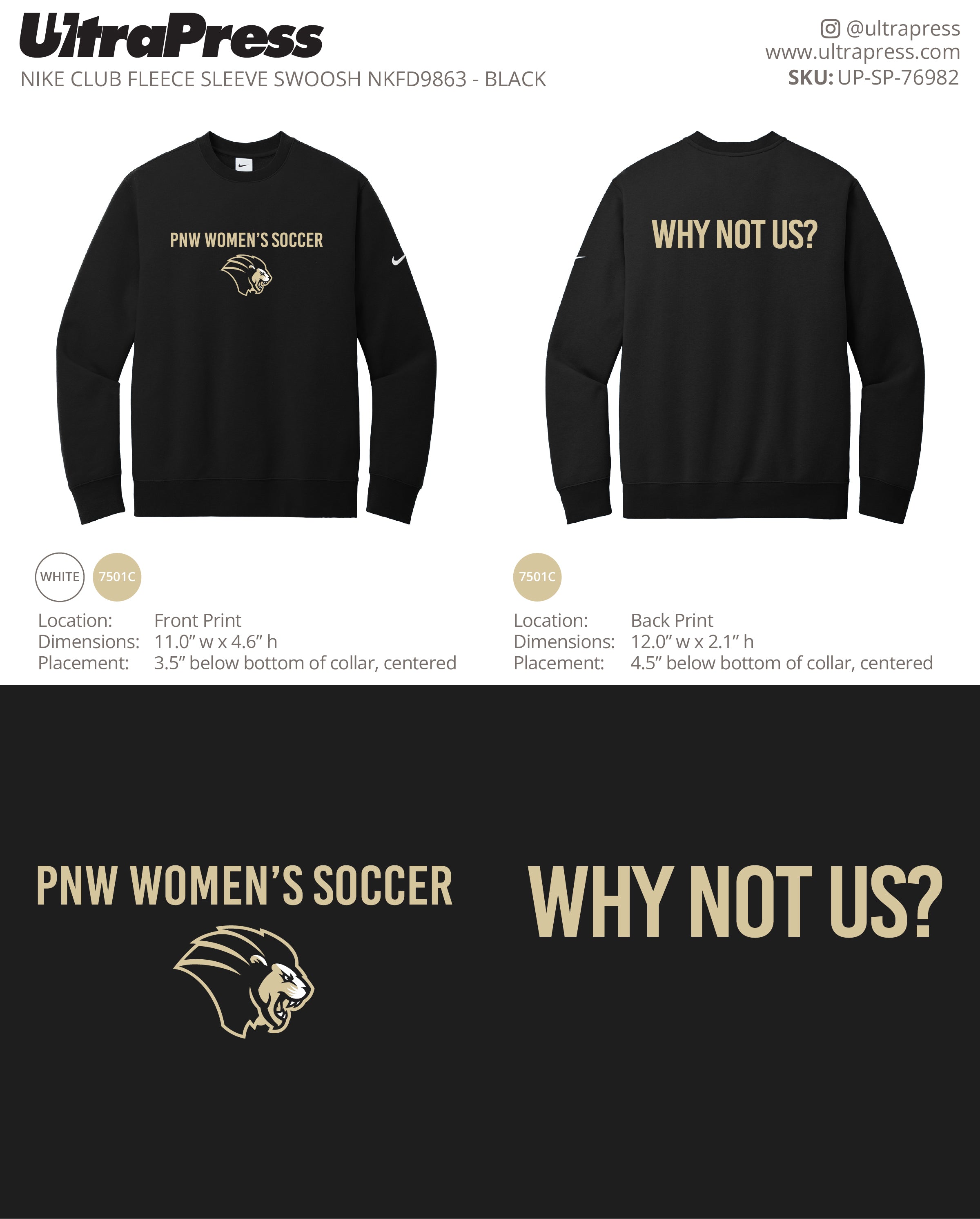 UP-SP-76982 PNW WOMEN’S SOCCER Long Sleeves - Mary Catherine Whisler 100 Min Qty (Bulk)