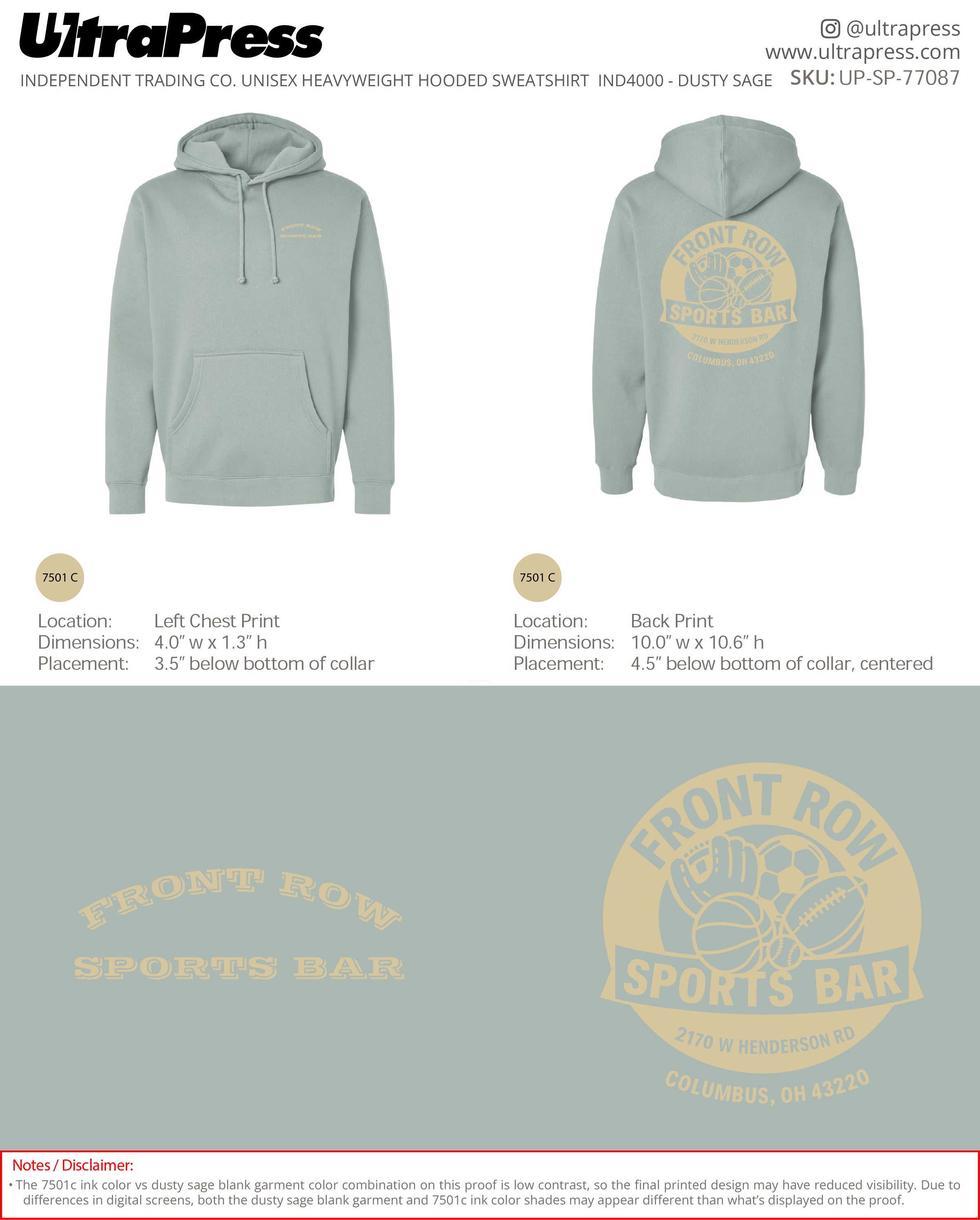 UP-SP-77087 Front Row Sports Bar - Cassandra Brockman 24 Min Qty (Bulk)