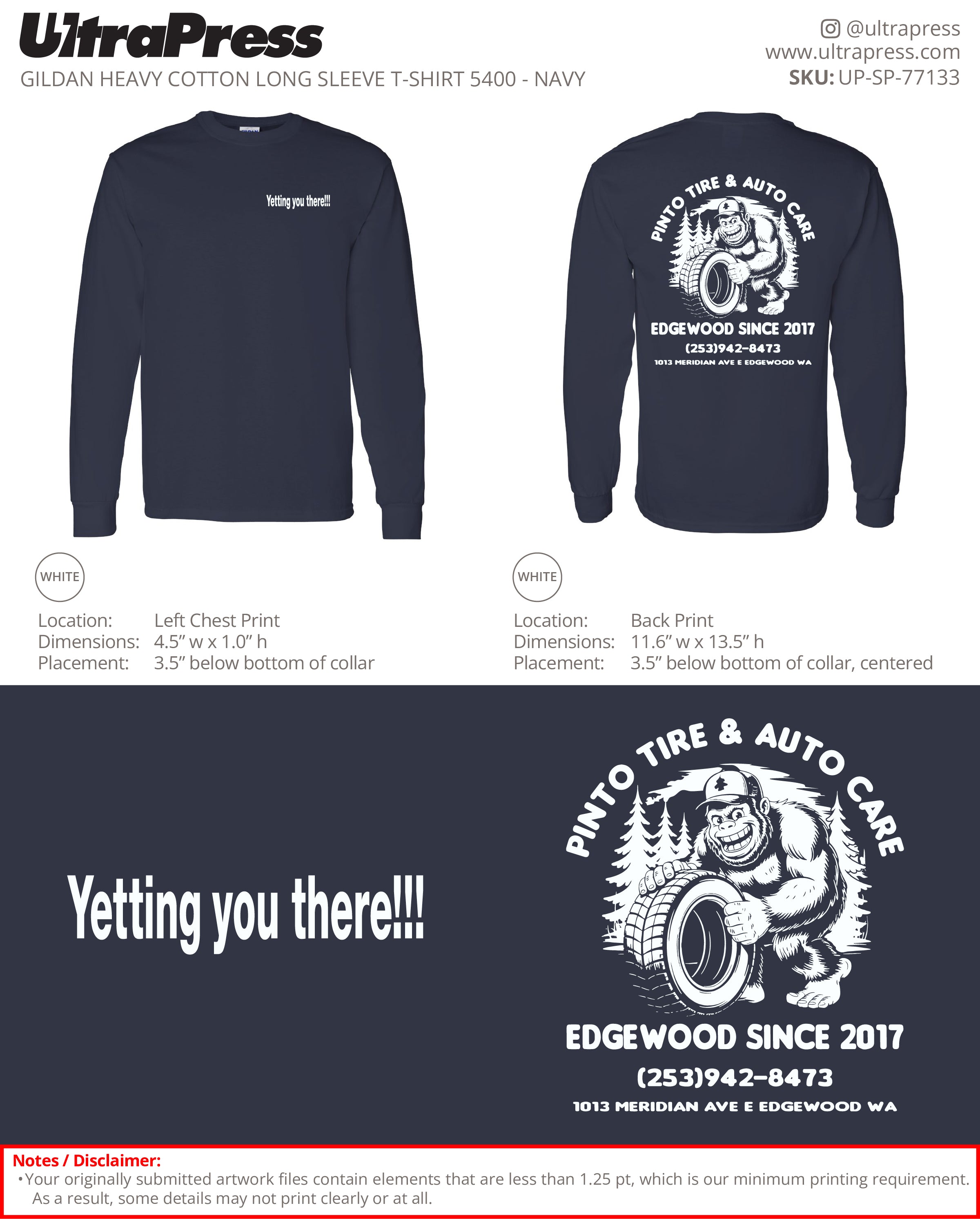 UP-SP-77133 Pinto Tire & Auto Care - Adriana Caldera 50 Min Qty (Bulk)