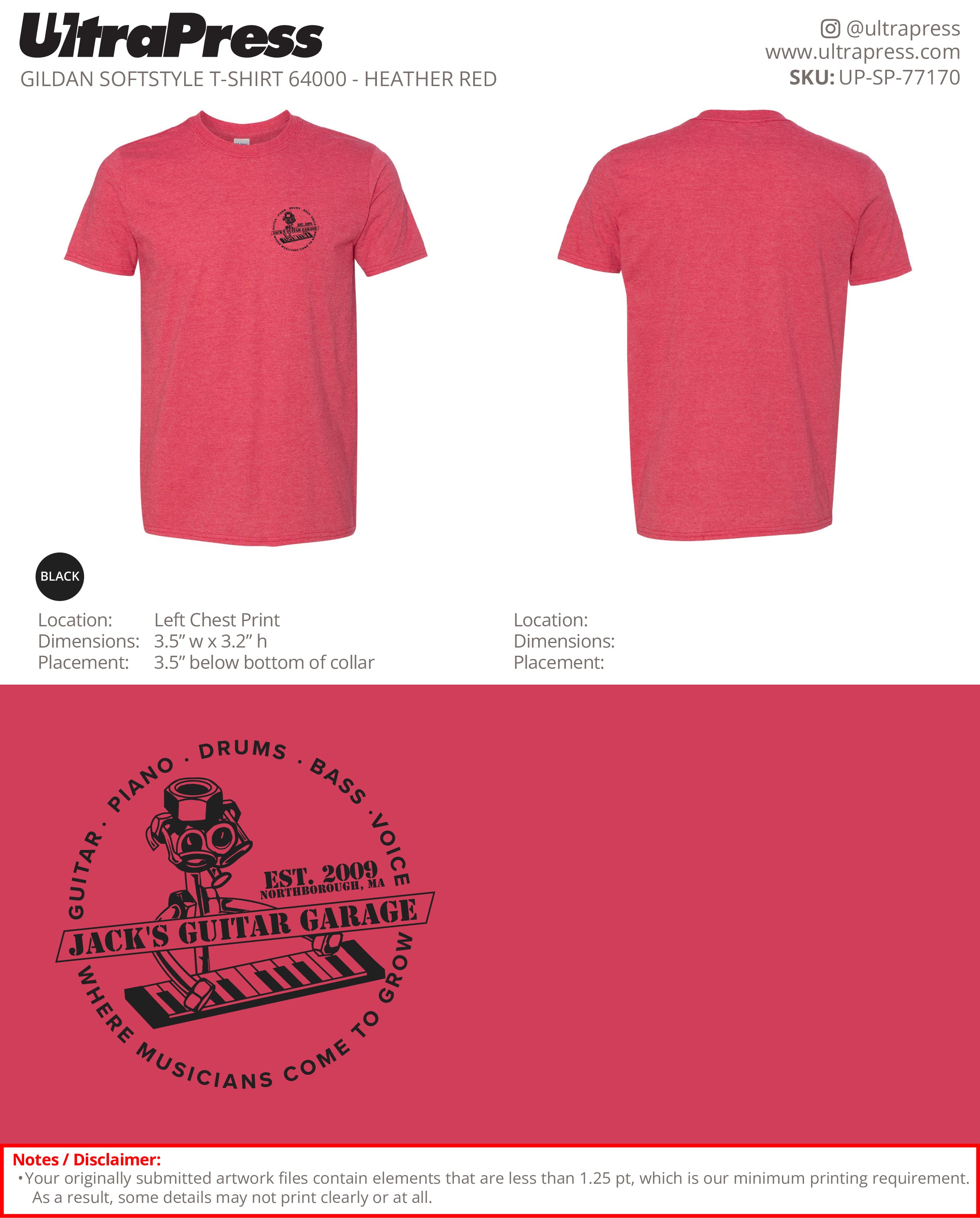 UP-SP-77170 Piano Design - Jack's Guitar Garage 100 Min Qty (Bulk)