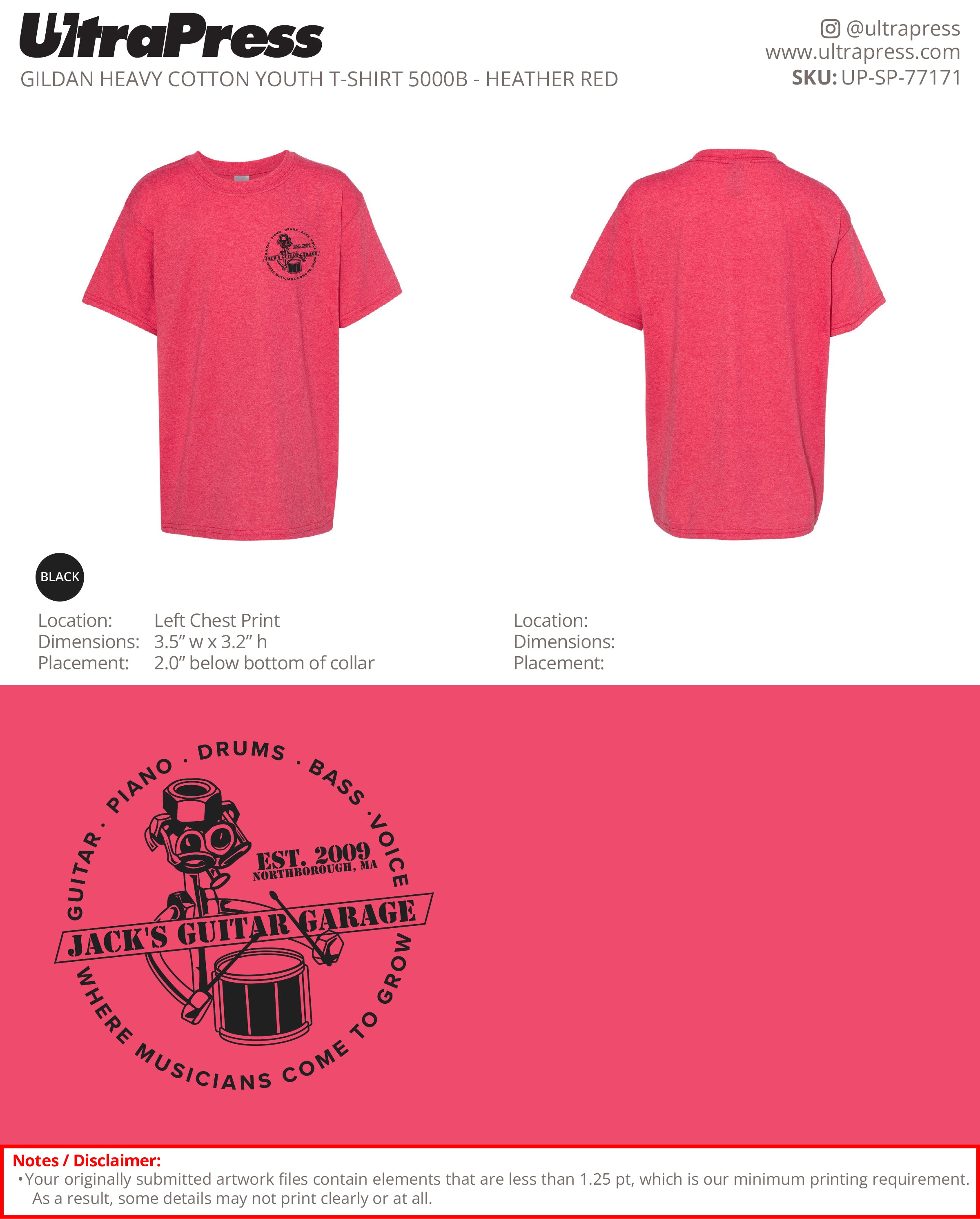 UP-SP-77171 Drums Design - Jack's Guitar Garage 100 Min Qty (Bulk)