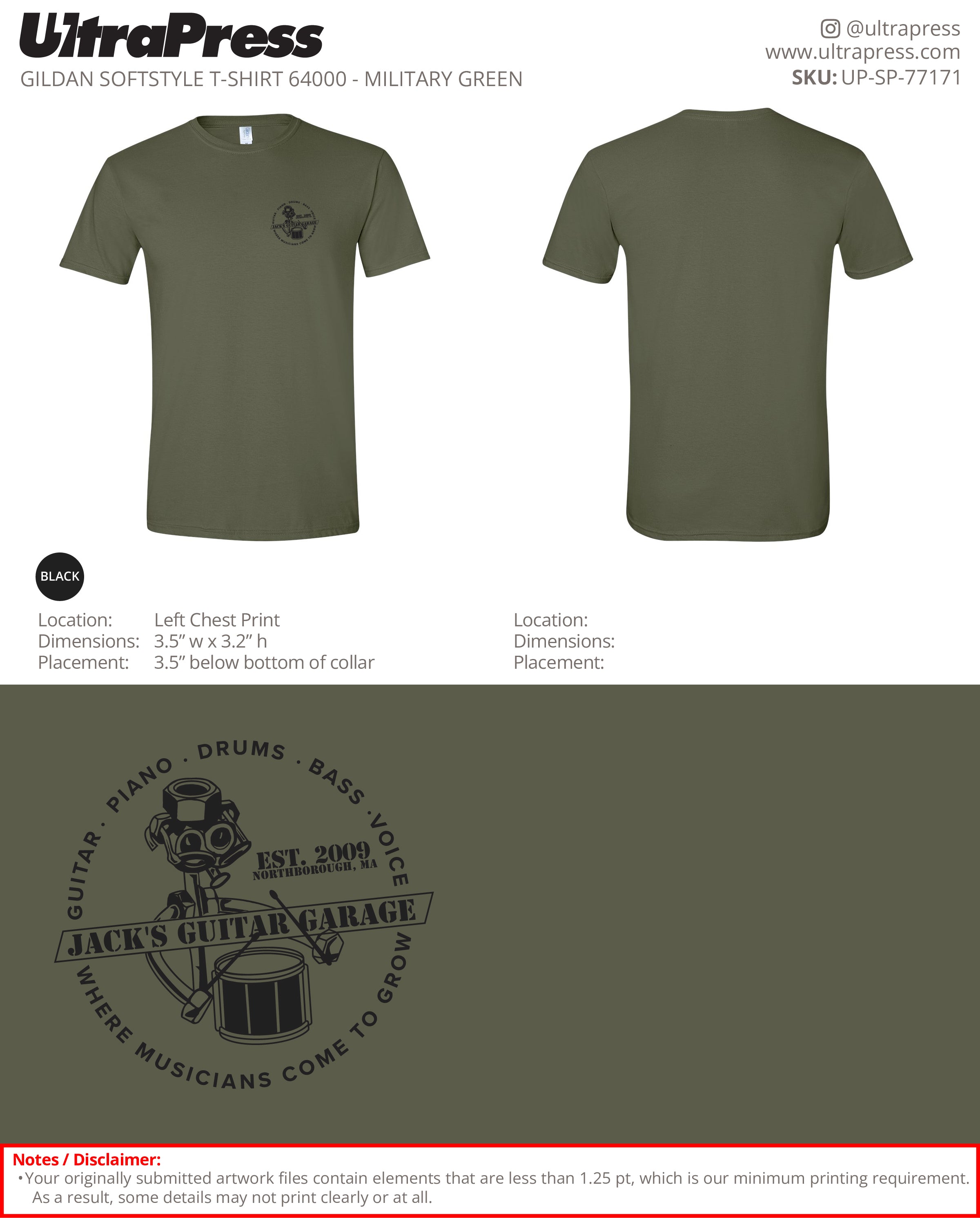 UP-SP-77171 Drums Design - Jack's Guitar Garage 100 Min Qty (Bulk)