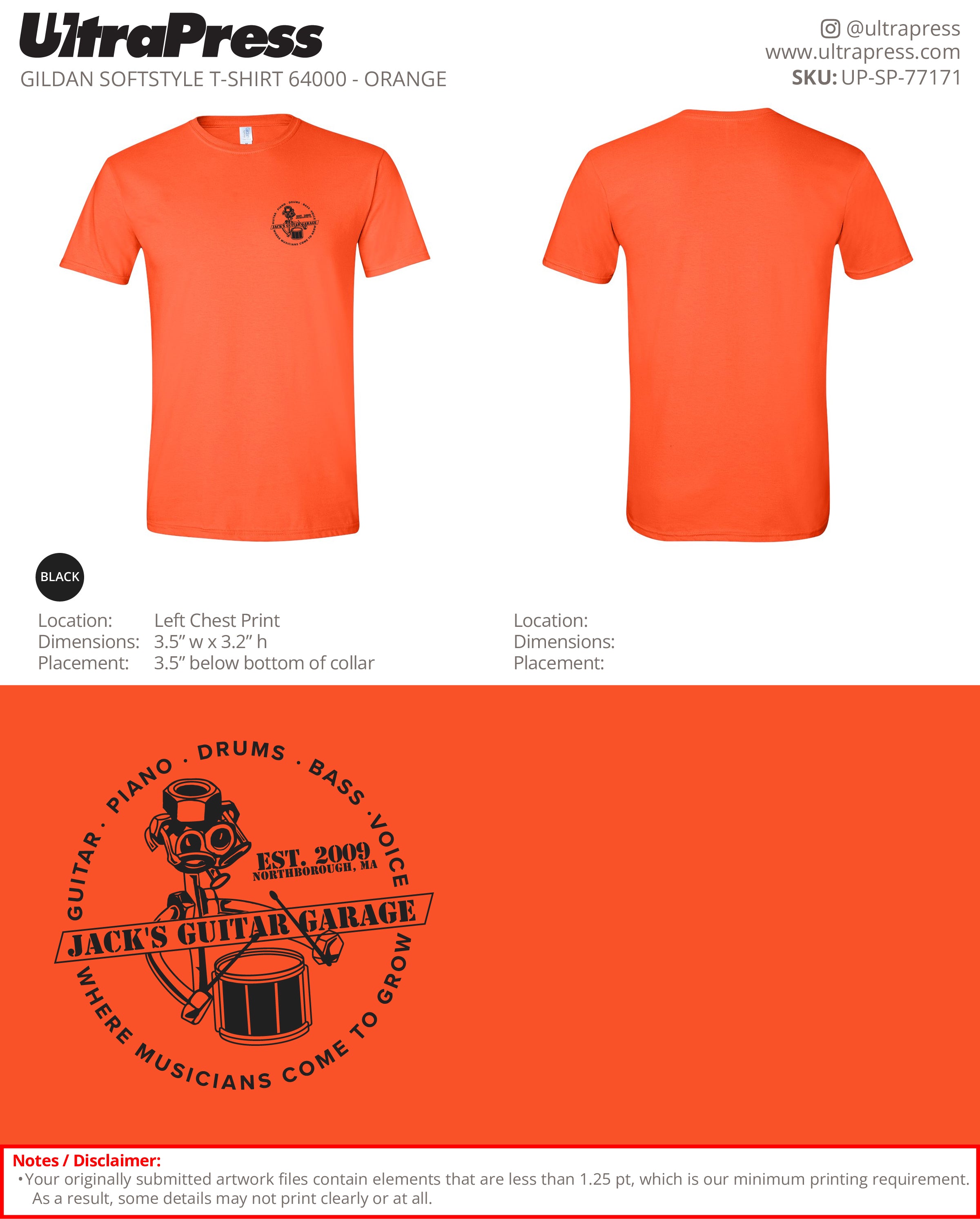 UP-SP-77171 Drums Design - Jack's Guitar Garage 100 Min Qty (Bulk)