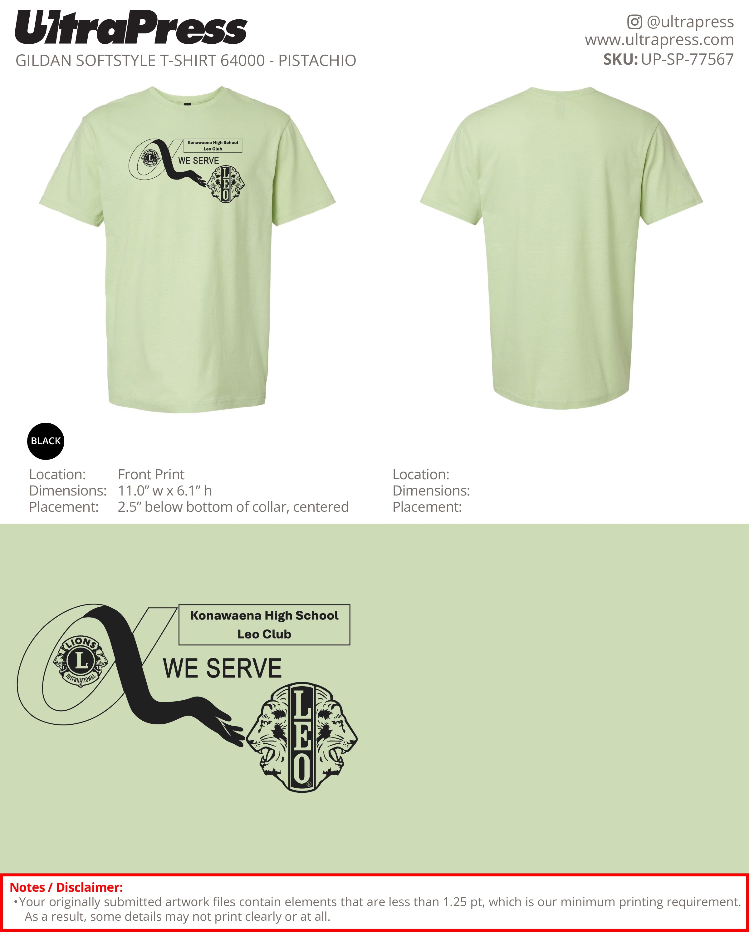 UP-SP-77567 Konawaena High School Leo Club - Cheryl 100 Min Qty (Bulk)