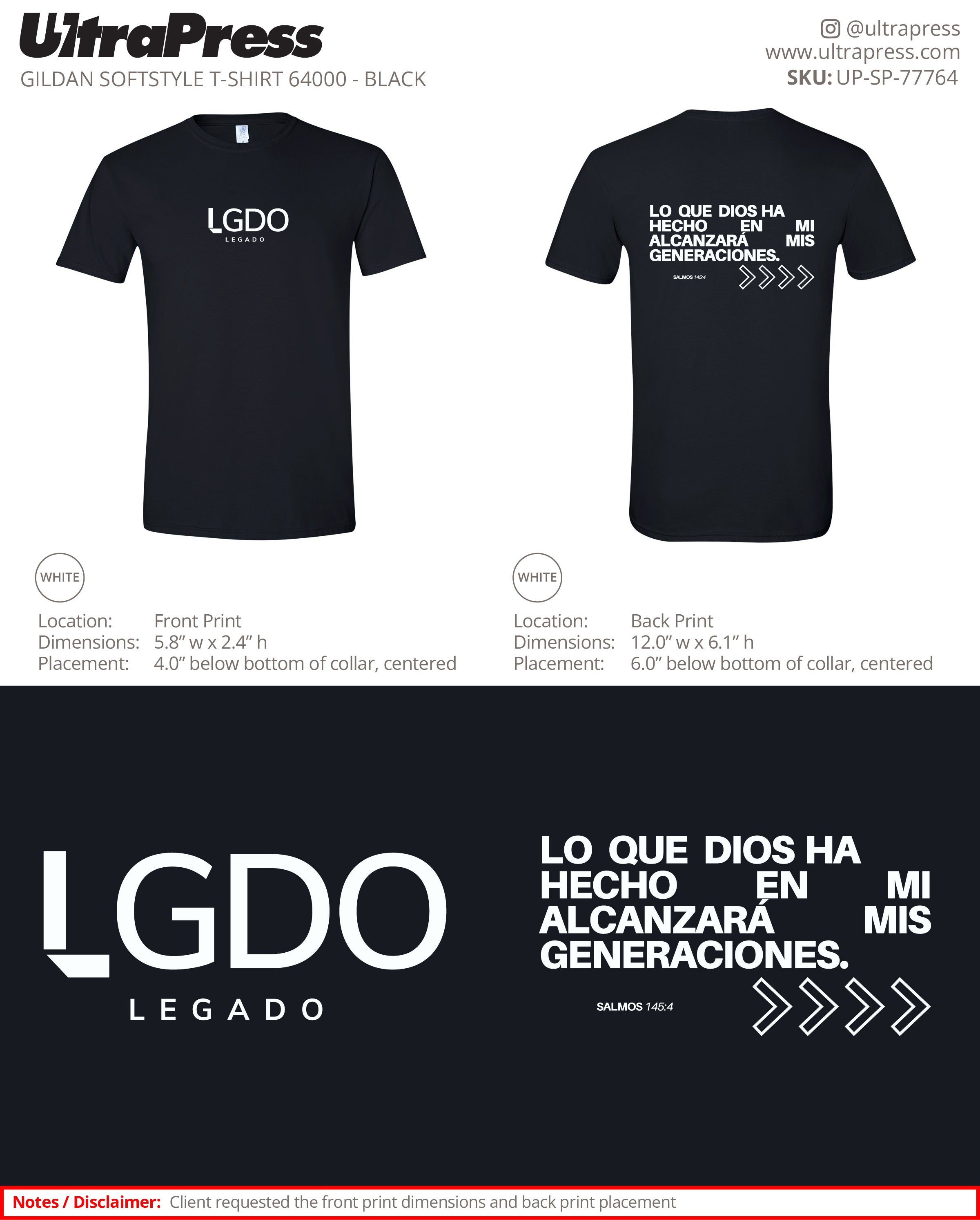 UP-SP-77764 Black LGDO Shirt - Michelle Cruz 24 Min Qty (Bulk)