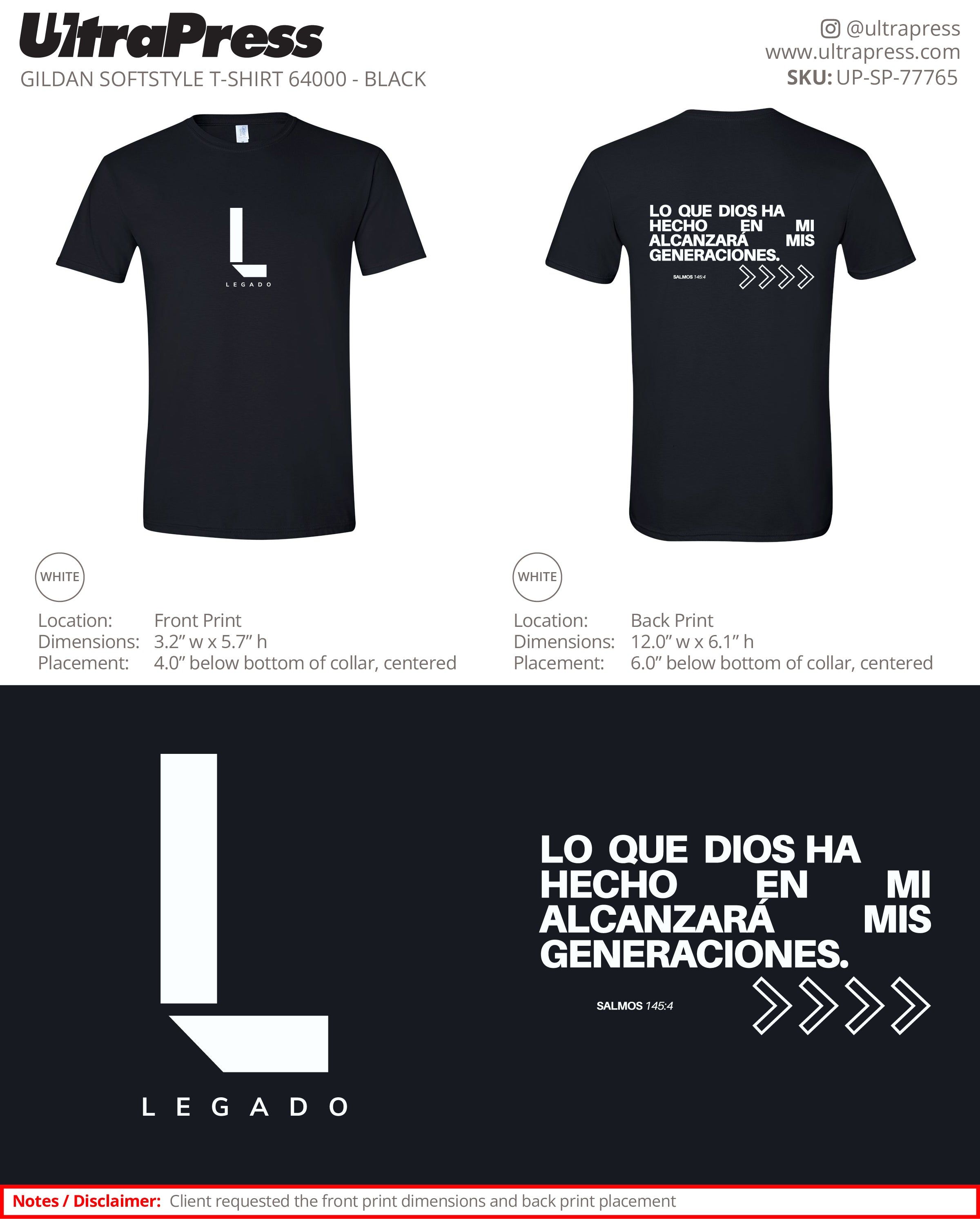 UP-SP-77765 Black L Legado Shirt - Michelle Cruz 50 Min Qty (Bulk)