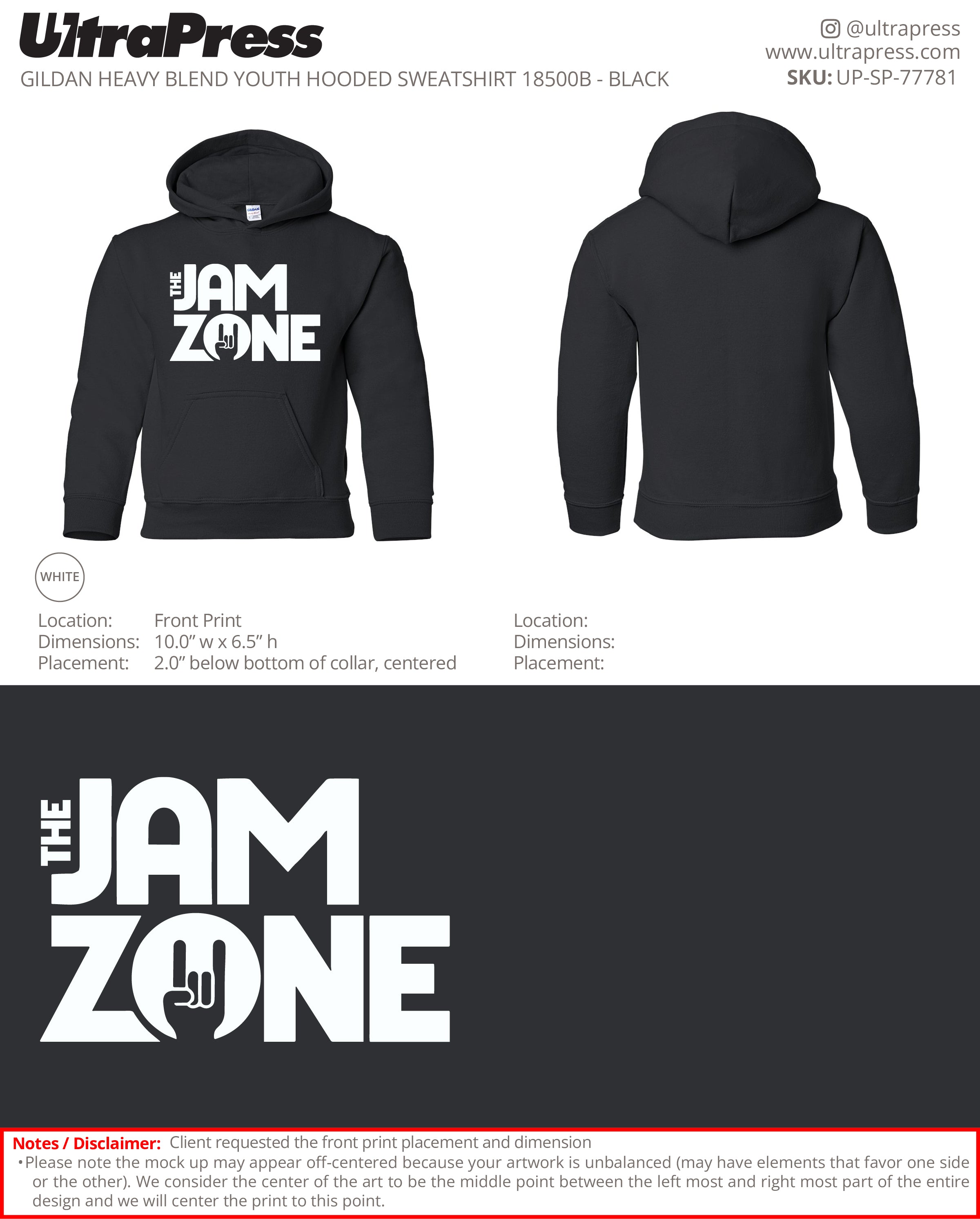 UP-SP-77781 The Jam Zone Hoodies - Audra Siman 50 Min Qty (Bulk)