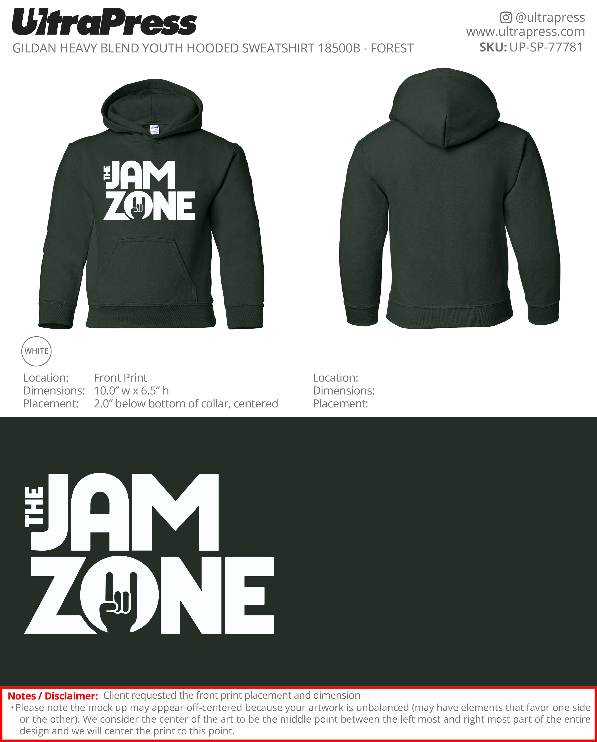 UP-SP-77781 The Jam Zone Hoodies - Audra Siman 50 Min Qty (Bulk)