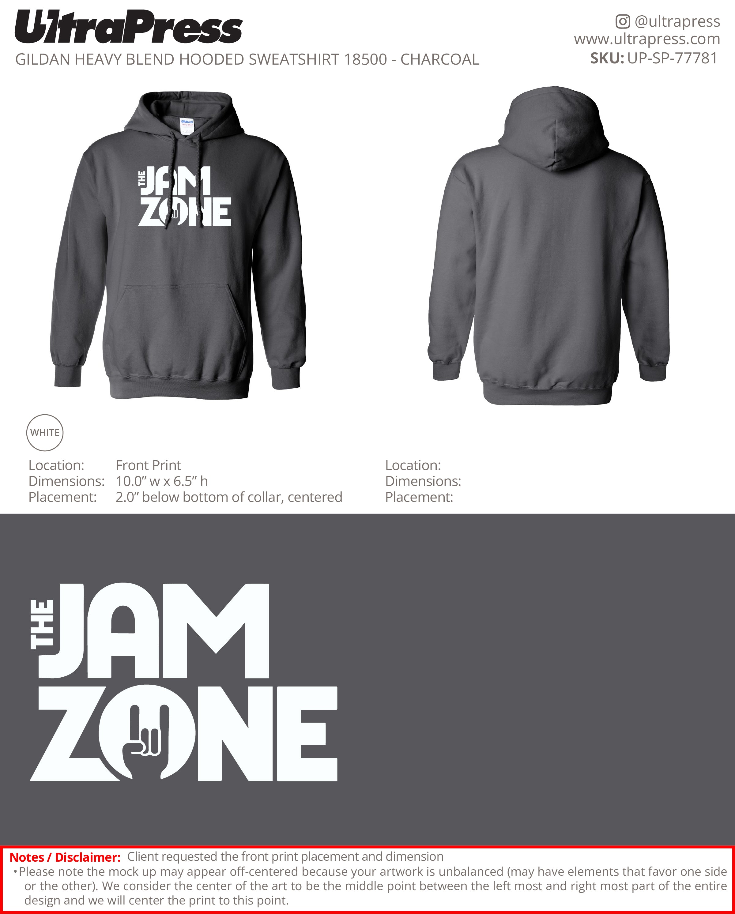 UP-SP-77781 The Jam Zone Hoodies - Audra Siman 50 Min Qty (Bulk)