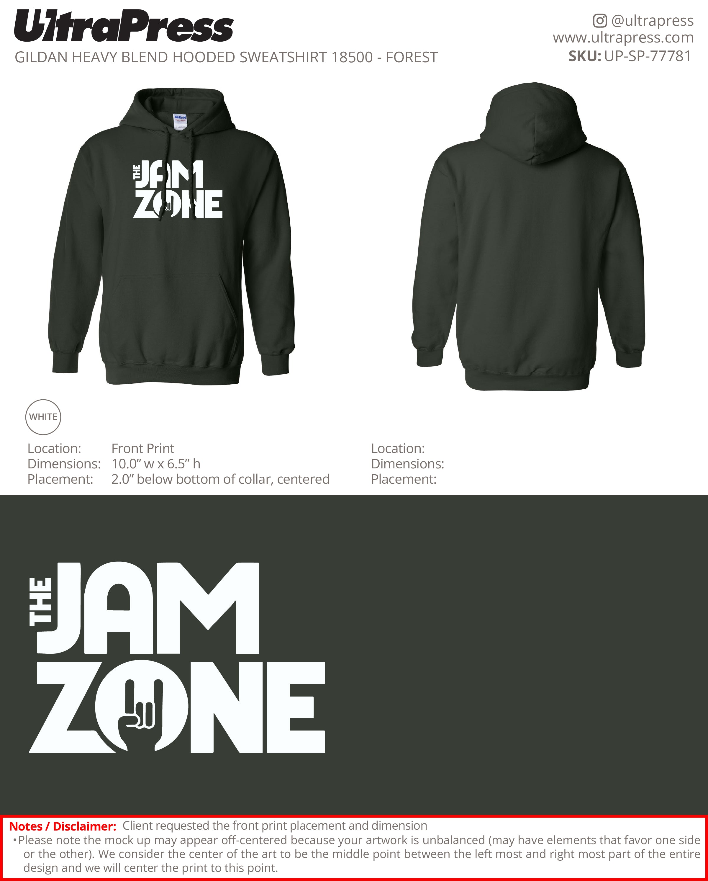 UP-SP-77781 The Jam Zone Hoodies - Audra Siman 50 Min Qty (Bulk)