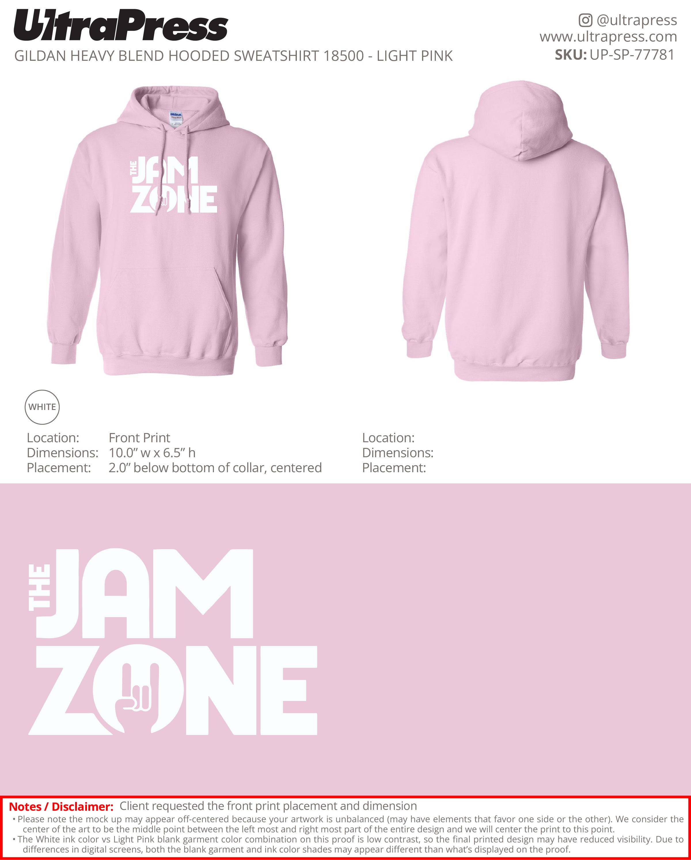 UP-SP-77781 The Jam Zone Hoodies - Audra Siman 50 Min Qty (Bulk)