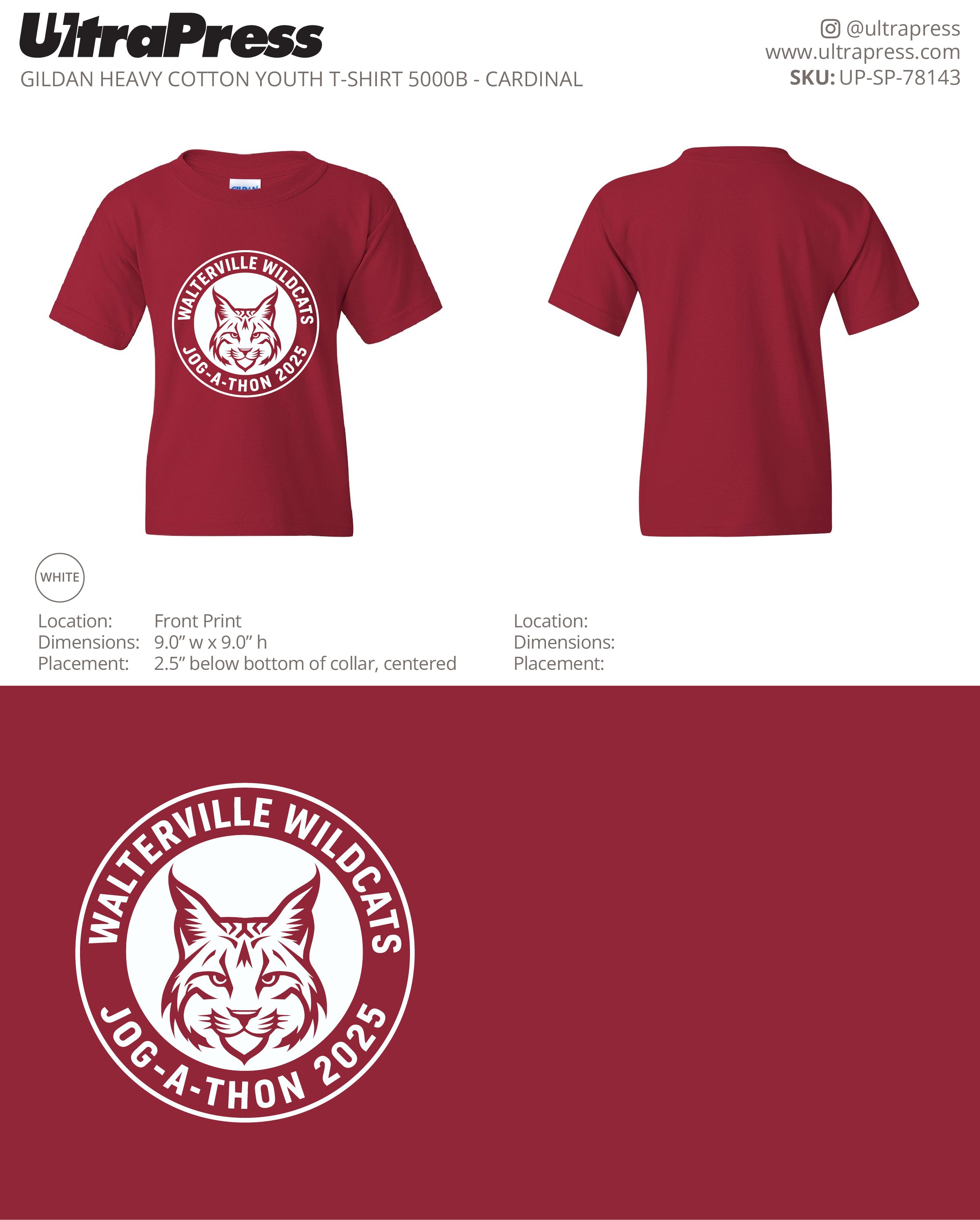 UP-SP-78143 Walterville Wildcats - Leslie Burwell 100 Min Qty (Bulk)