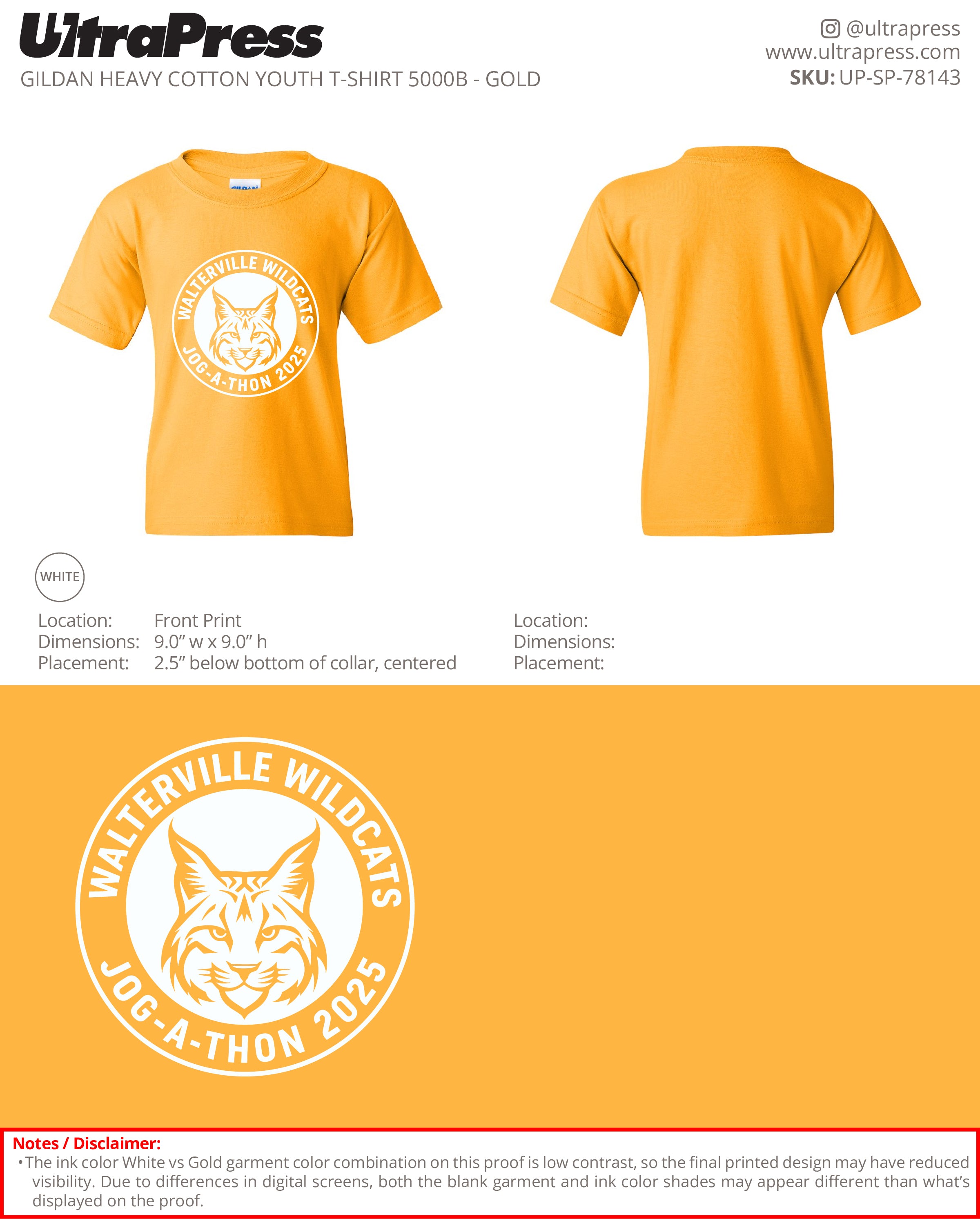 UP-SP-78143 Walterville Wildcats - Leslie Burwell 100 Min Qty (Bulk)