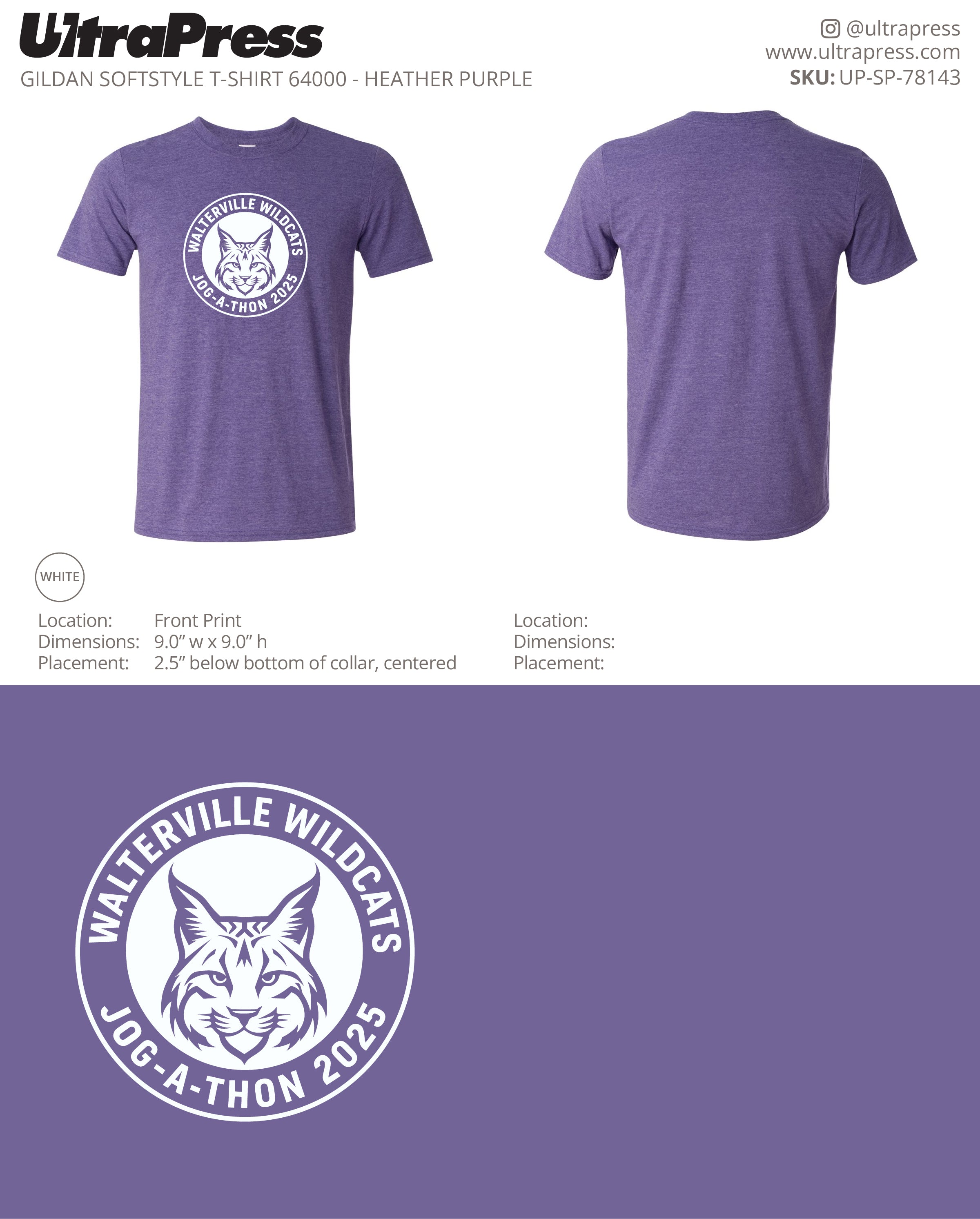 UP-SP-78143 Walterville Wildcats - Leslie Burwell 100 Min Qty (Bulk)