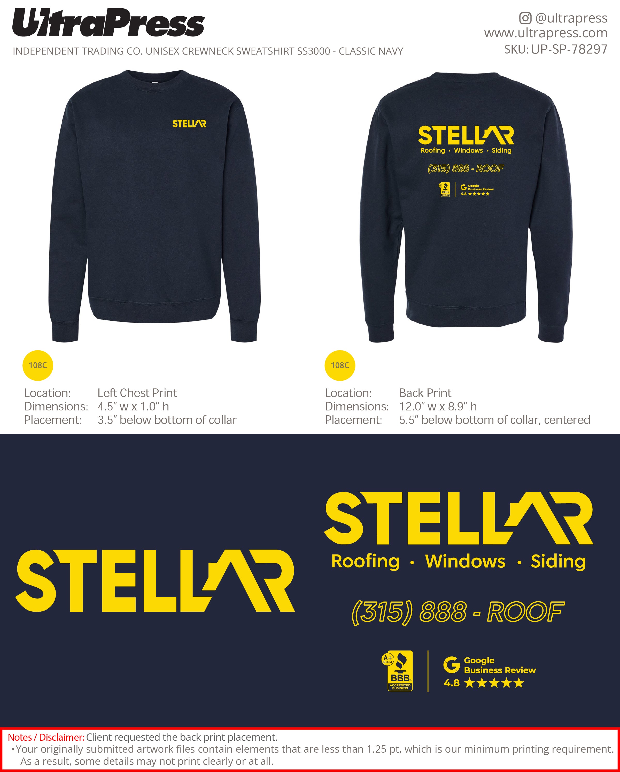 UP-SP-78297 Stellar Hoodies Syracuse - Rich Healey 72 Min Qty (Bulk)