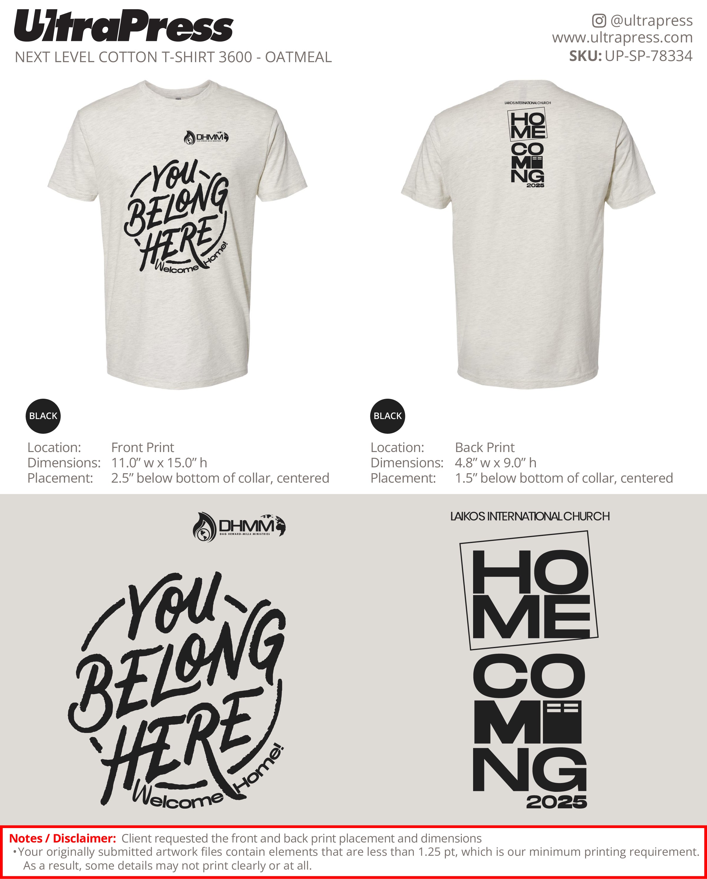 UP-SP-78334 You Belong Here Homecoming 2025 Black Ink LAIKOS - Akwele Kiruja 100 Min Qty (Bulk)