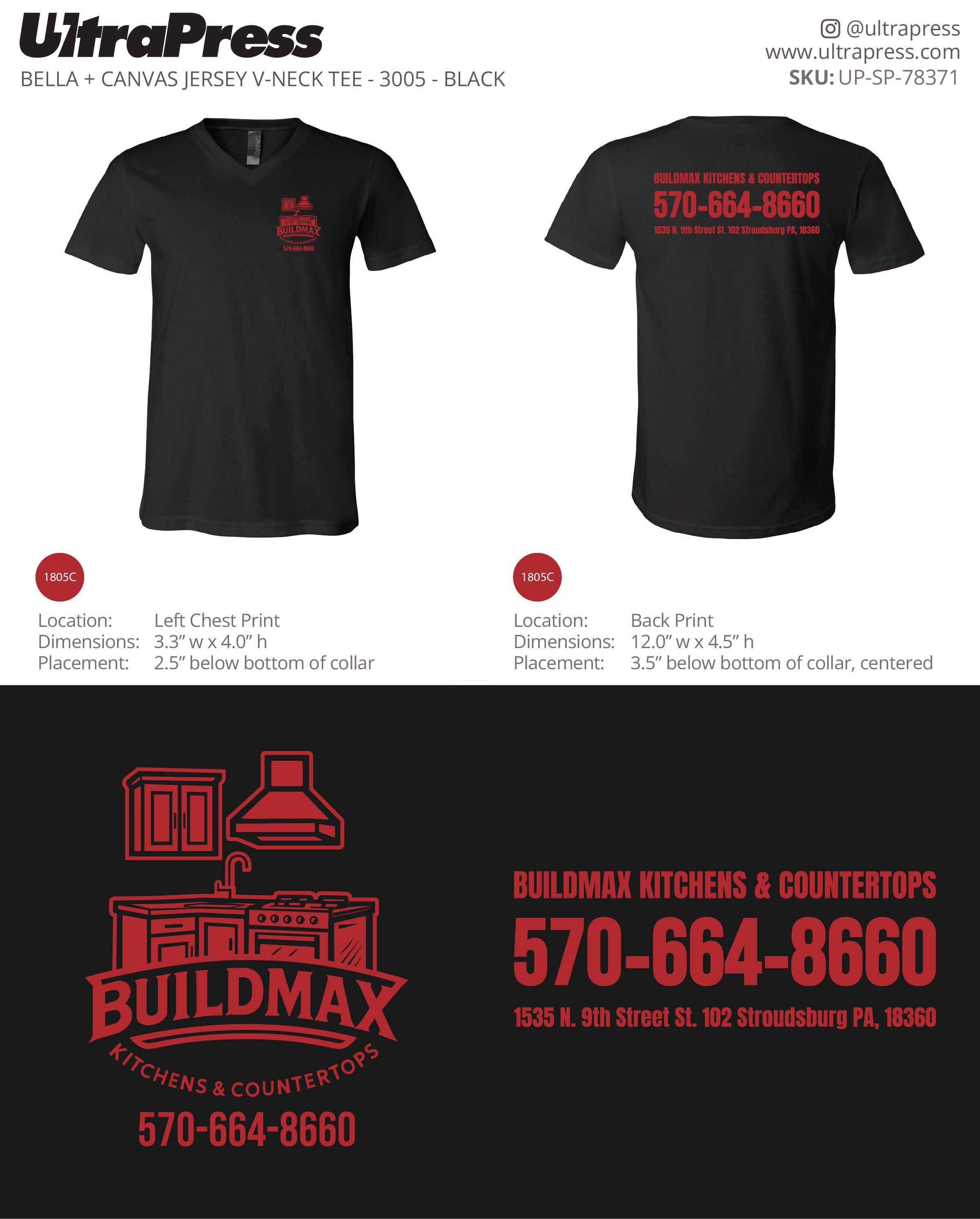 UP-SP-78371 Buildmax Kitchens & Countertops VNeck- Jolanta Wiecek-Murgas 24 Min Qty (Bulk)