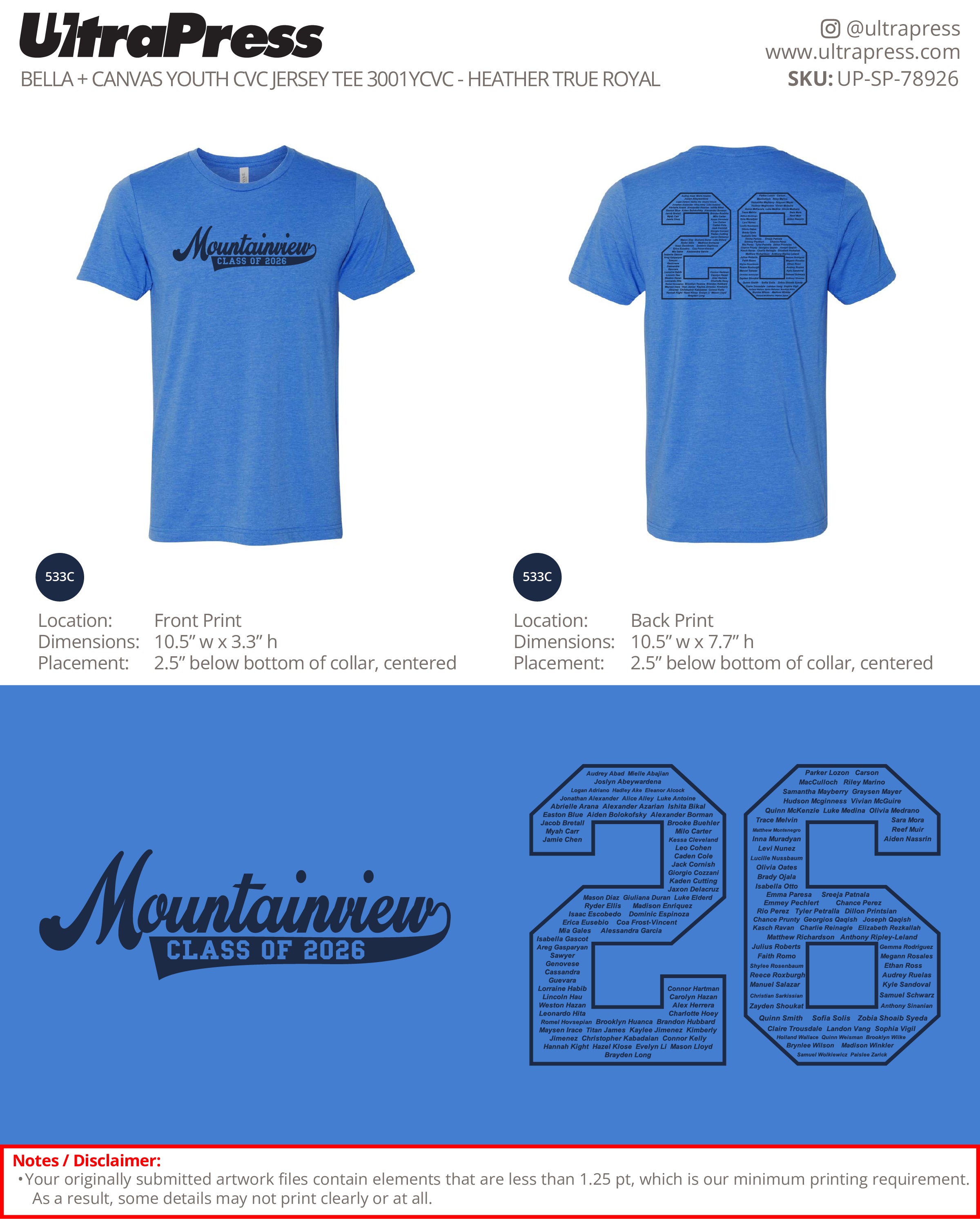 UP-SP-78926 Mountainview Elementary Class of 2026 - Hilary Buehler 100 Min Qty (Bulk)