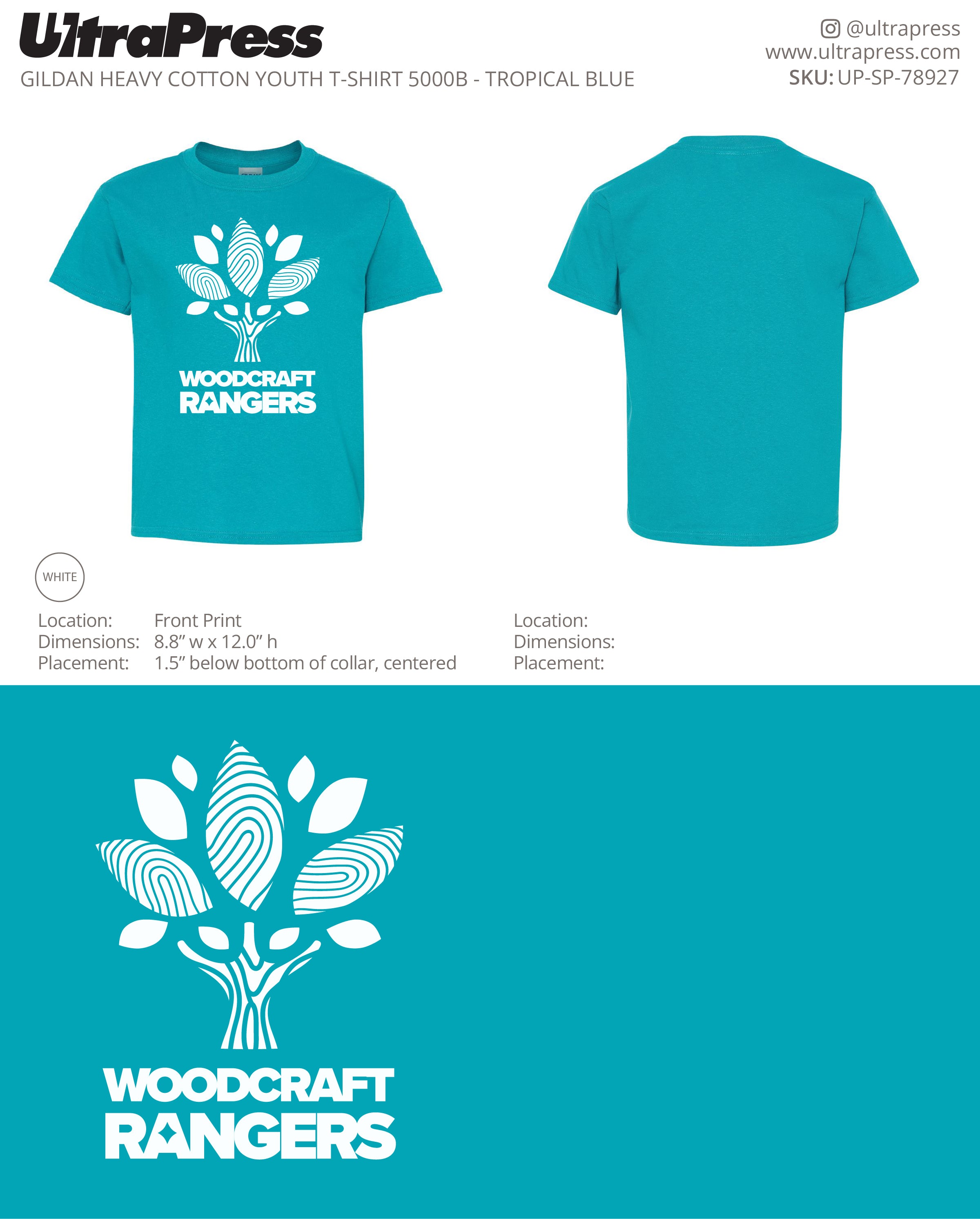 UP-SP-78927 Woodcraft Rangers Tropical Blue Tree Logo - 5000 Min Qty (Bulk)