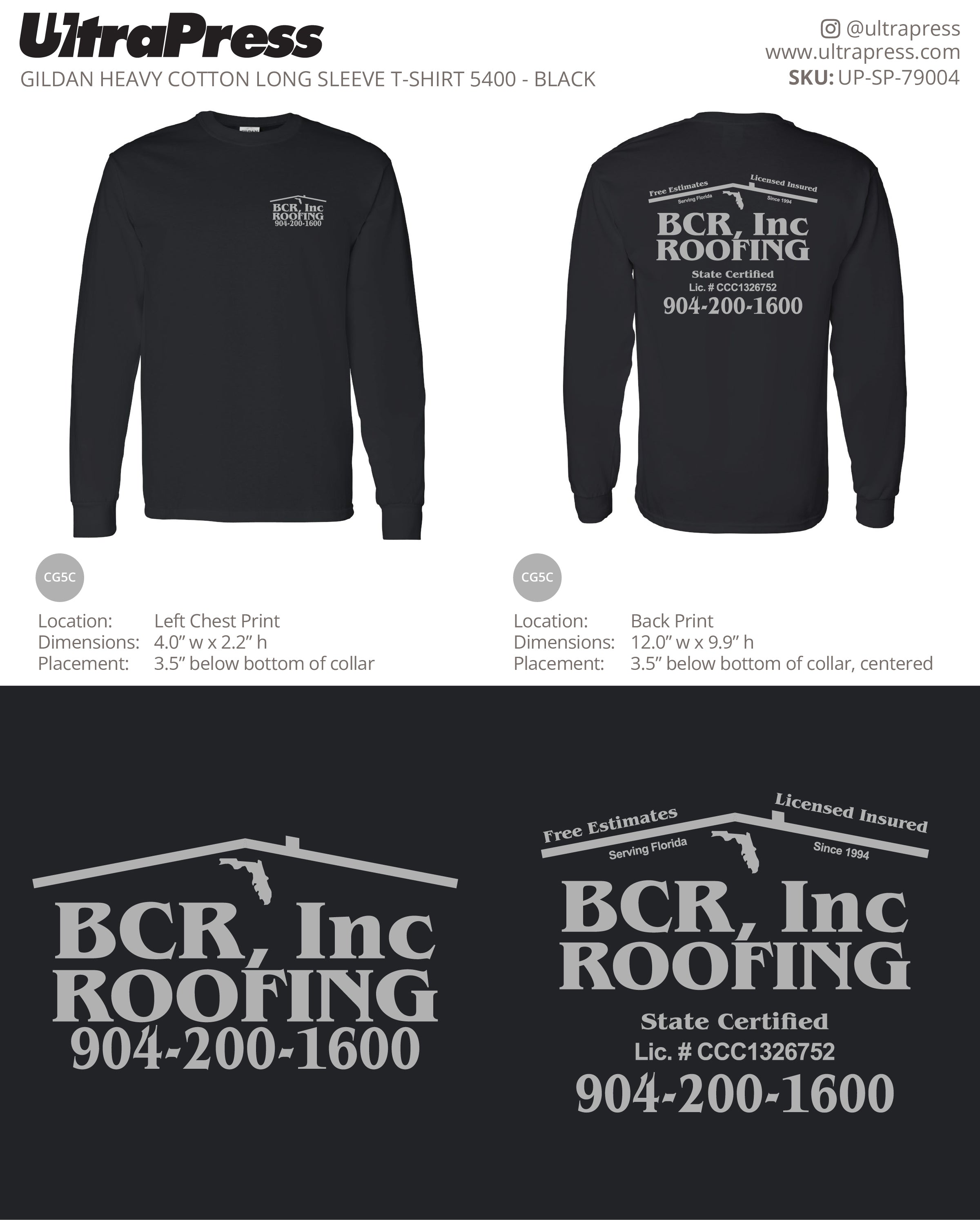 UP-SP-79004 BCR Roofing Longsleeves - Bobby Campbell - 50 Min Qty (Bulk)