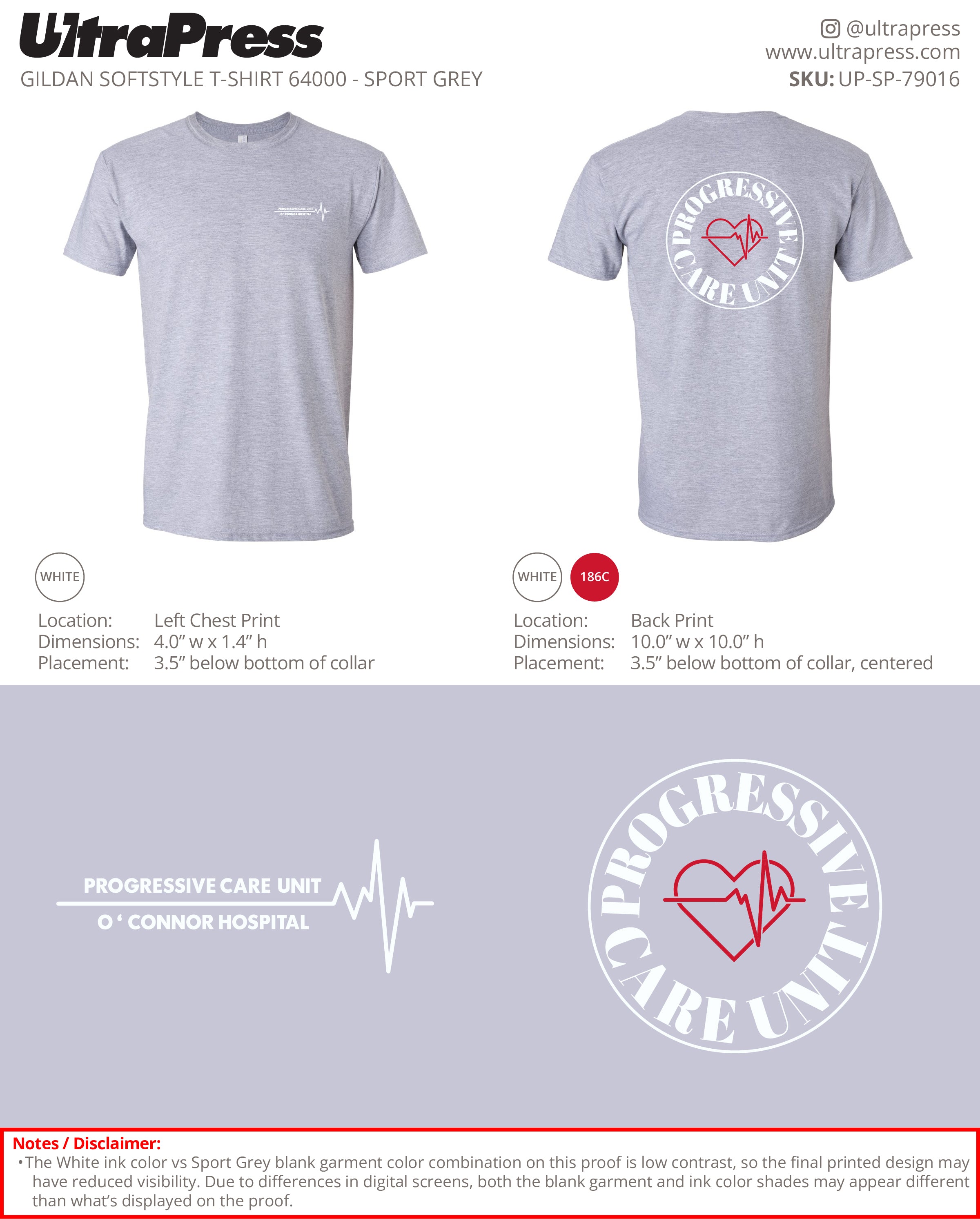 UP-SP-79016 PROGRESSIVE CARE UNIT O'Connor Hospital (Tshirt)- Leslie Luong 100 Min Qty (Bulk)