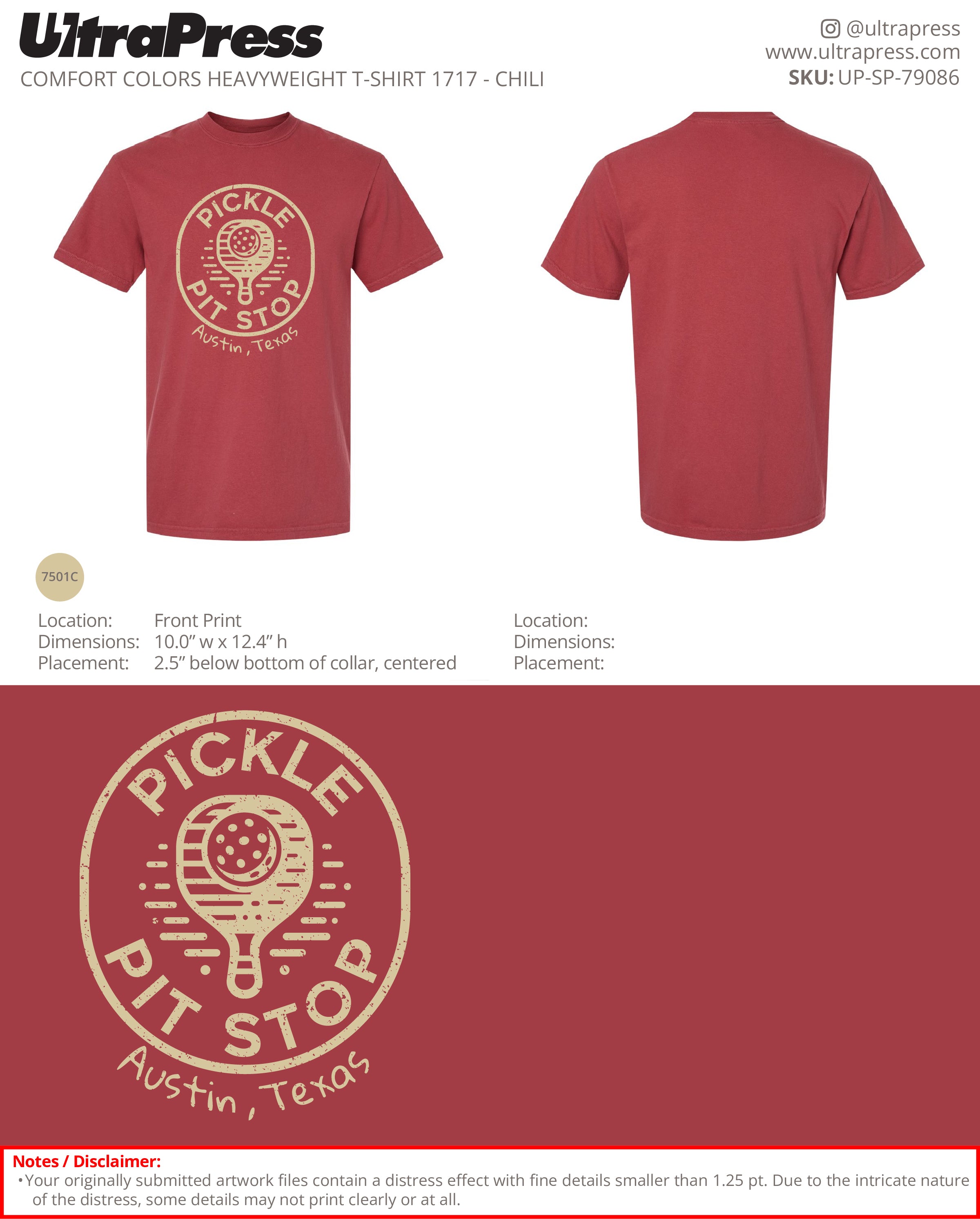 UP-SP-79086 Pickle Pit Stop Front Print 100 Min Qty (Bulk)