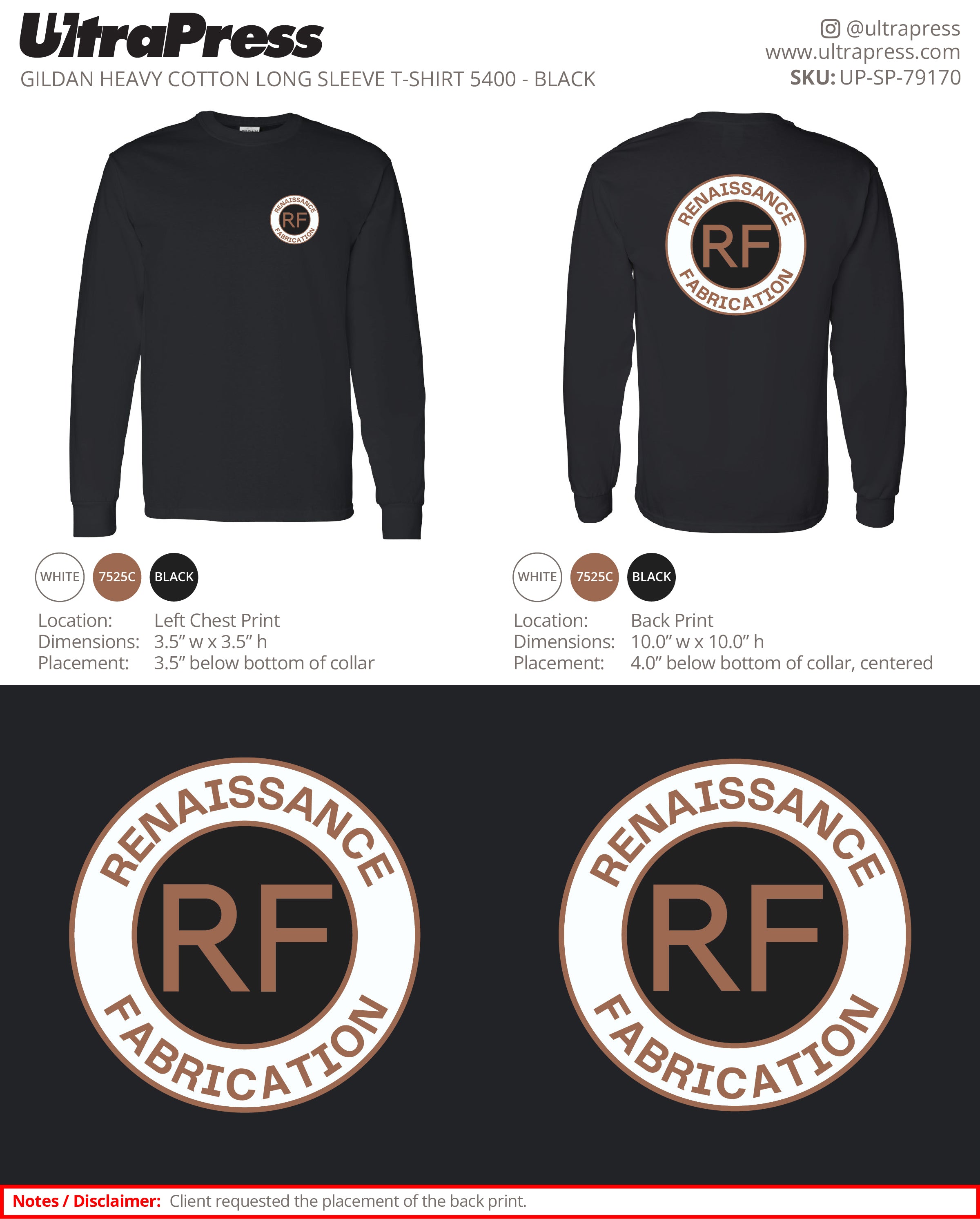 UP-SP-79170 Renaissance Fabrication 3 color LS - Robyn Bates 50 Min Qty (Bulk)