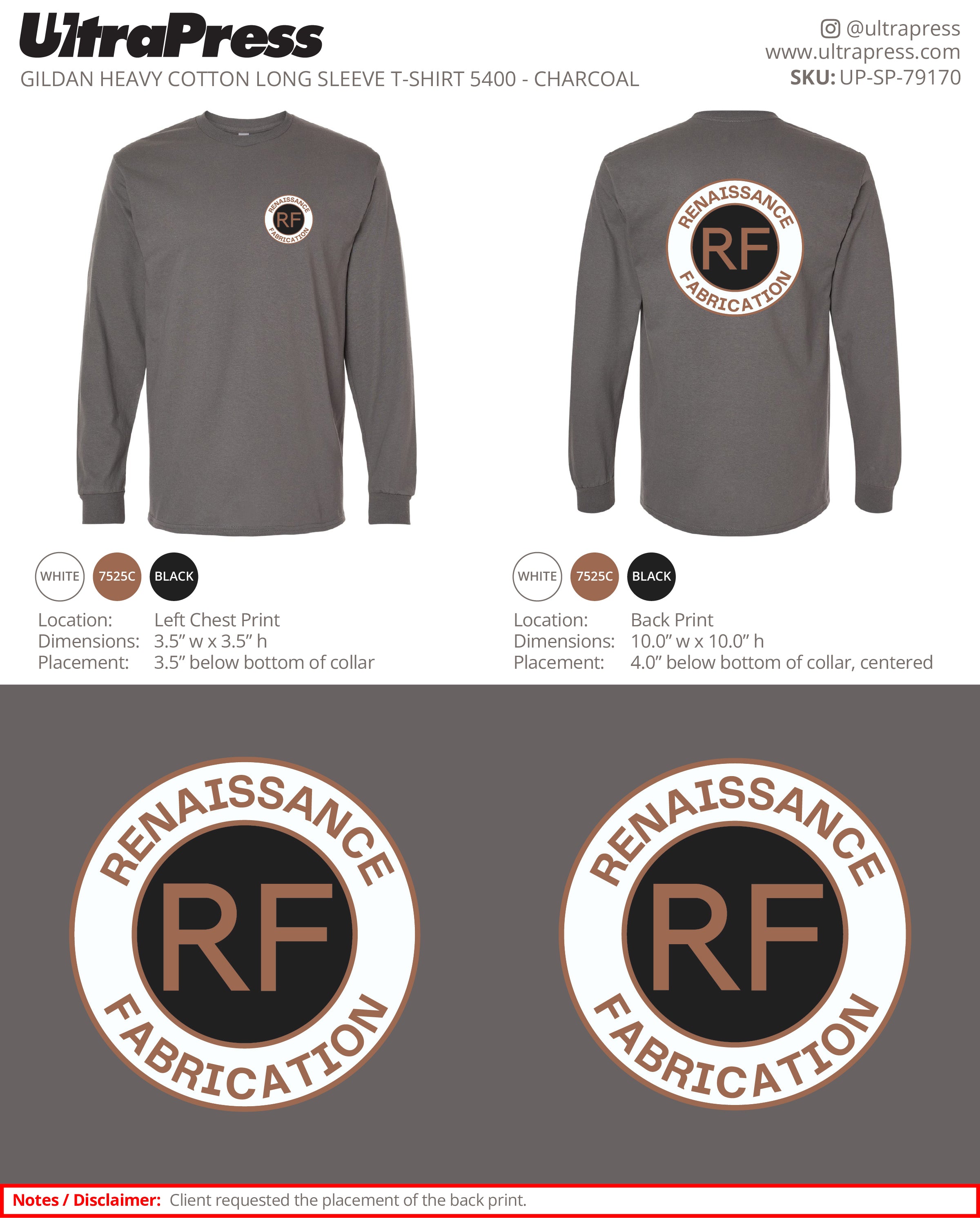 UP-SP-79170 Renaissance Fabrication 3 color LS - Robyn Bates 50 Min Qty (Bulk)