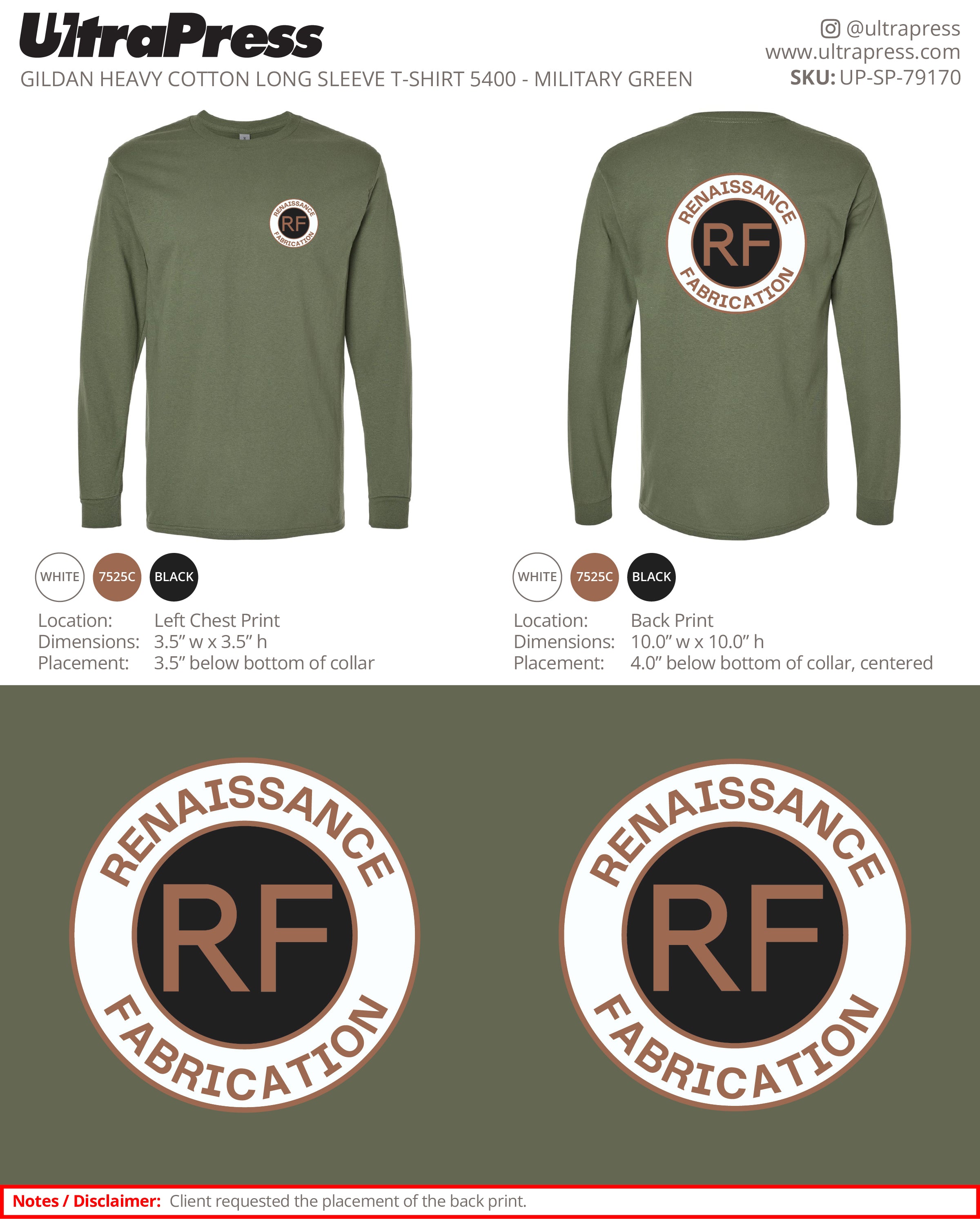 UP-SP-79170 Renaissance Fabrication 3 color LS - Robyn Bates 50 Min Qty (Bulk)