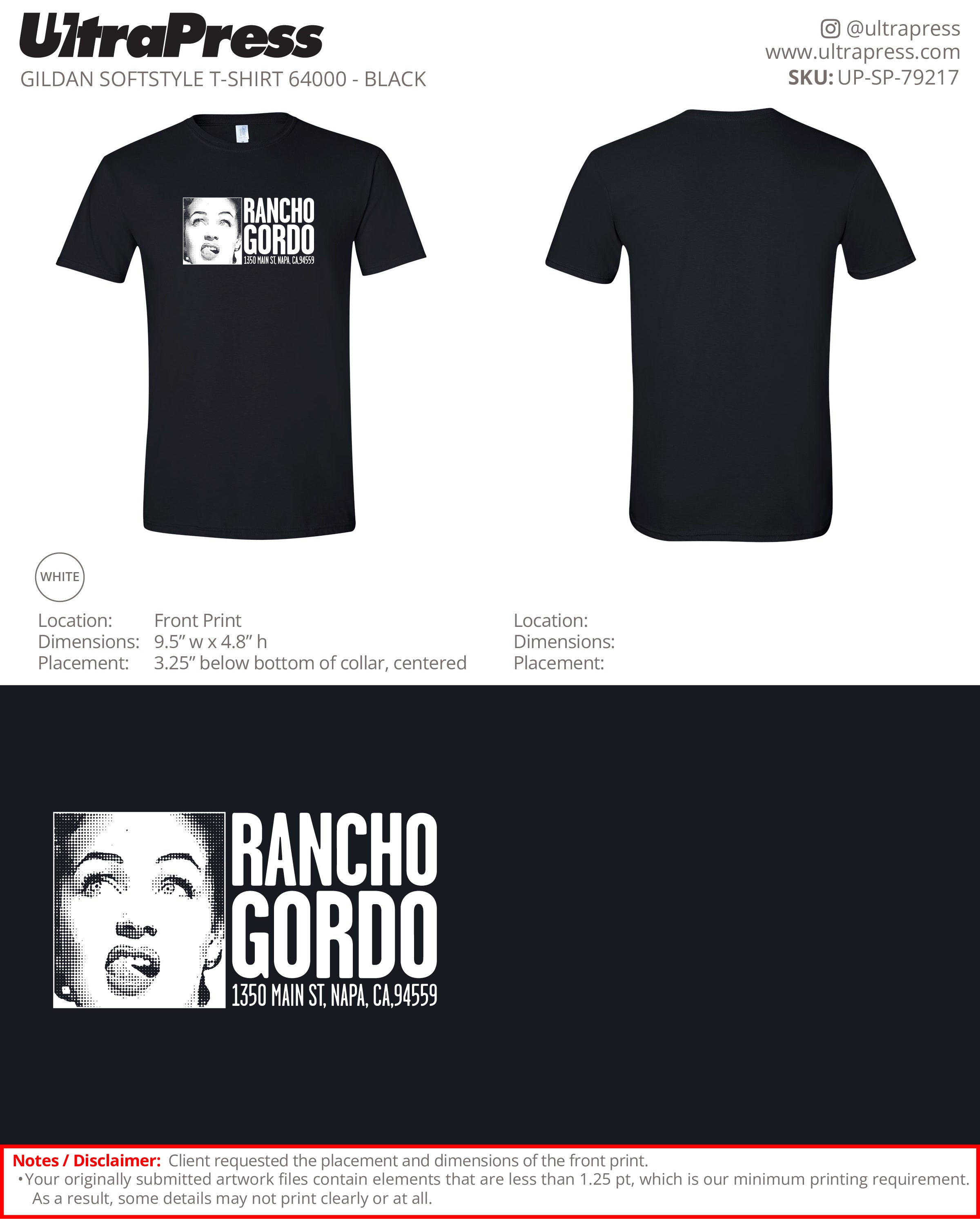 UP-SP-79217 Rancho Gordo T Shirt New Address - Nancy Aguilar 100 Min Qty (Bulk)