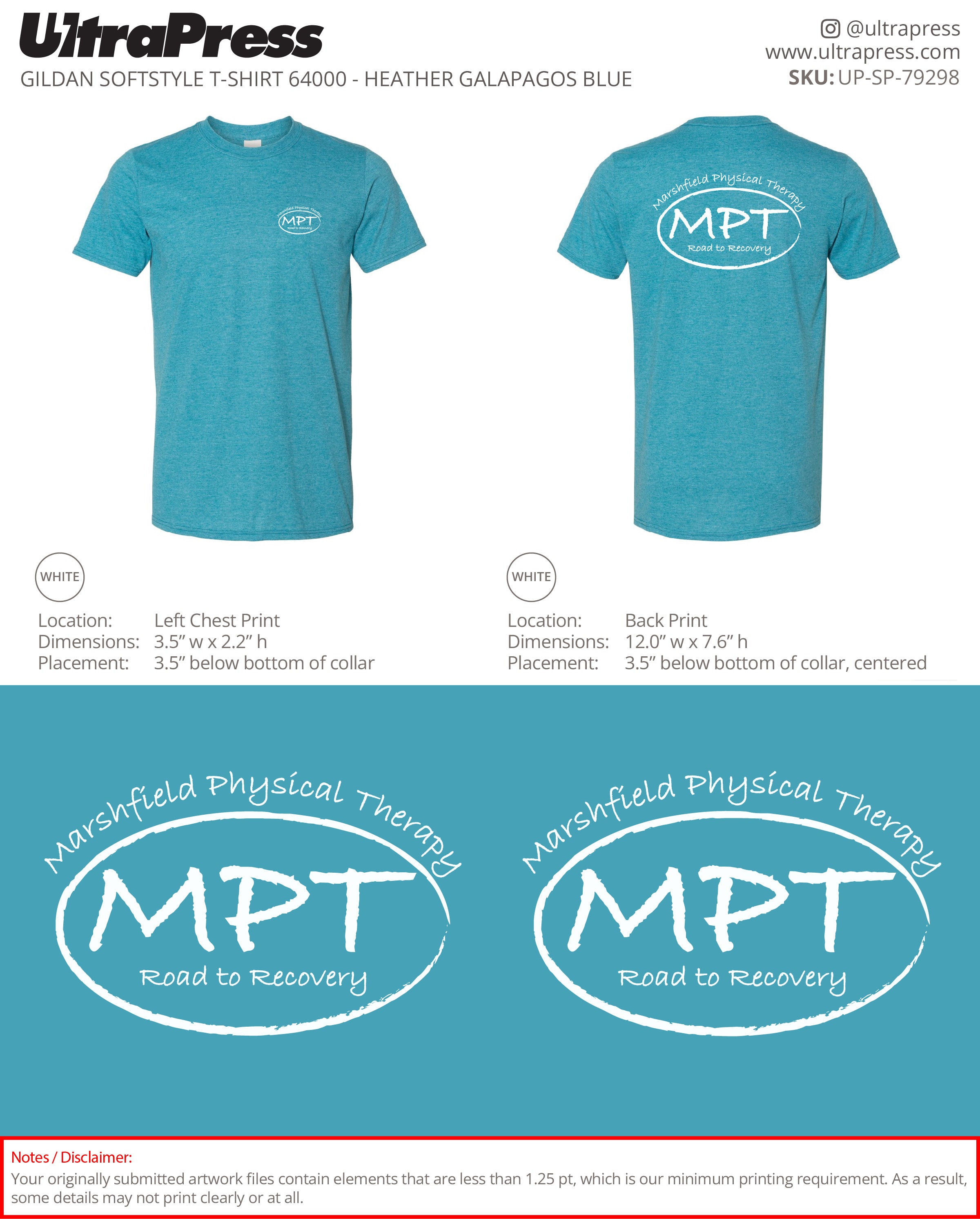 UP-SP-79298 Marshfield Physical Therapy White Logo - Matthew J. Tibert 100 Min Qty (Bulk)