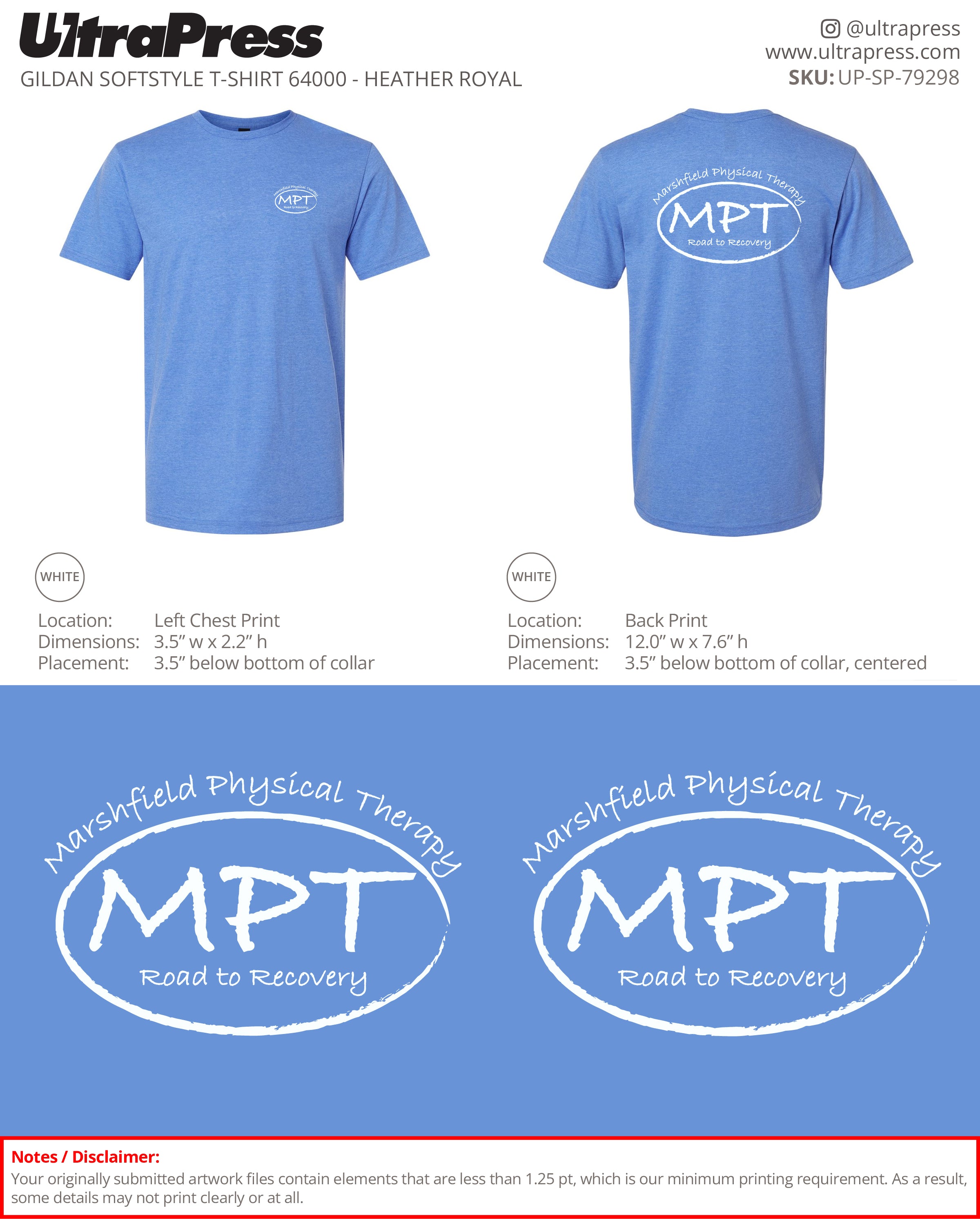 UP-SP-79298 Marshfield Physical Therapy White Logo - Matthew J. Tibert 100 Min Qty (Bulk)