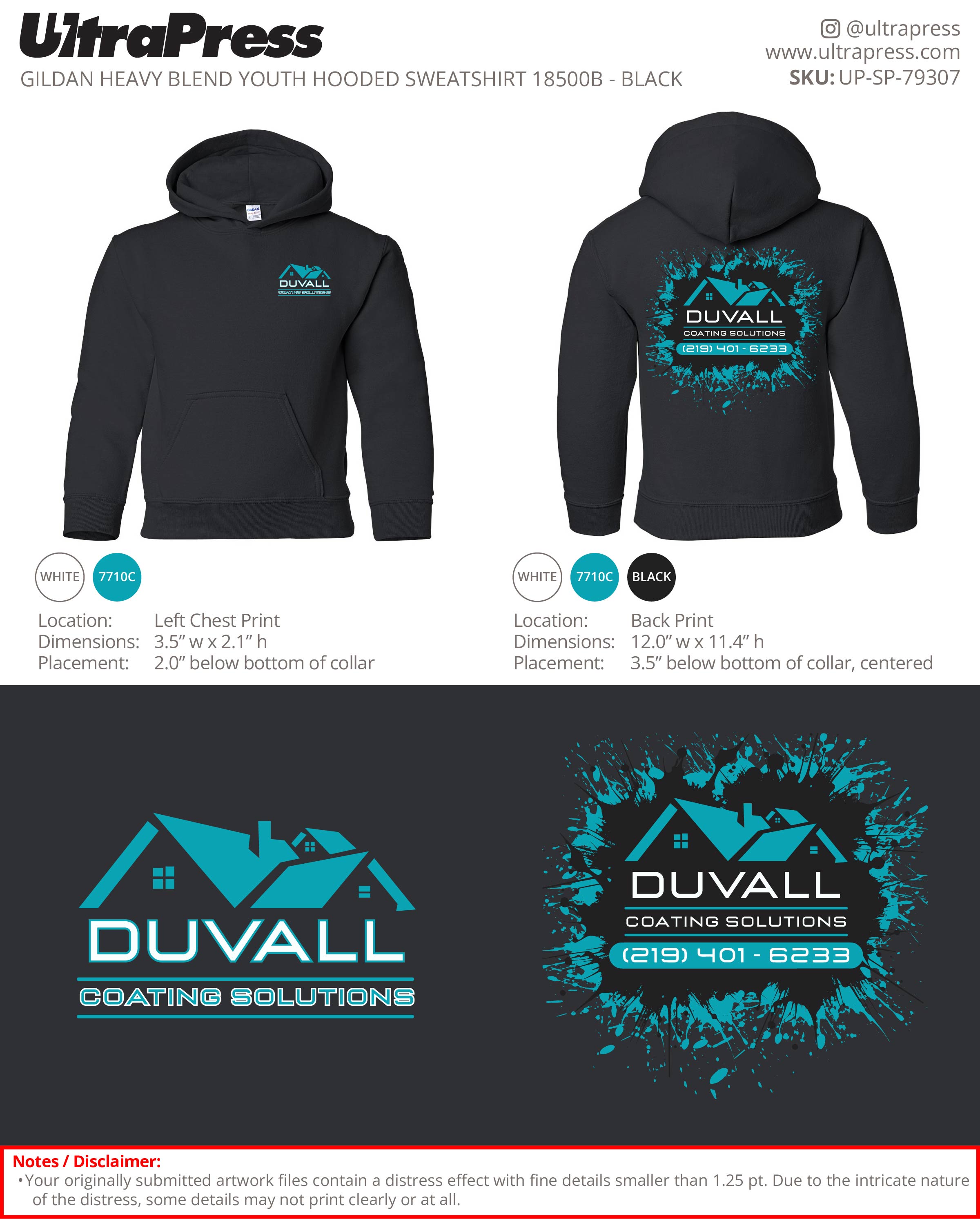 UP-SP-79307 DUVALL Coating Solutions Hoodies - Logan Duvall 50 Min Qty (Bulk)