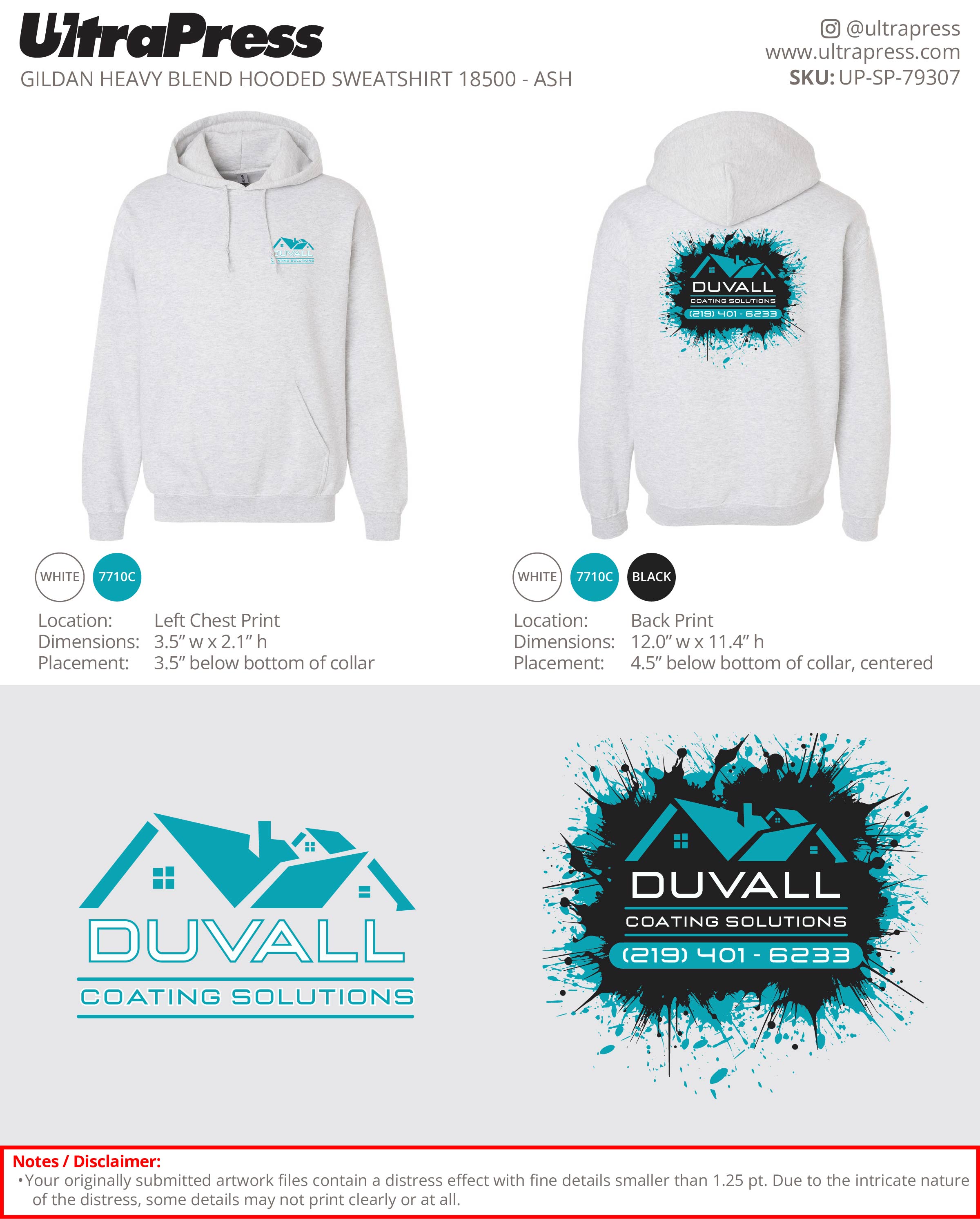 UP-SP-79307 DUVALL Coating Solutions Hoodies - Logan Duvall 50 Min Qty (Bulk)