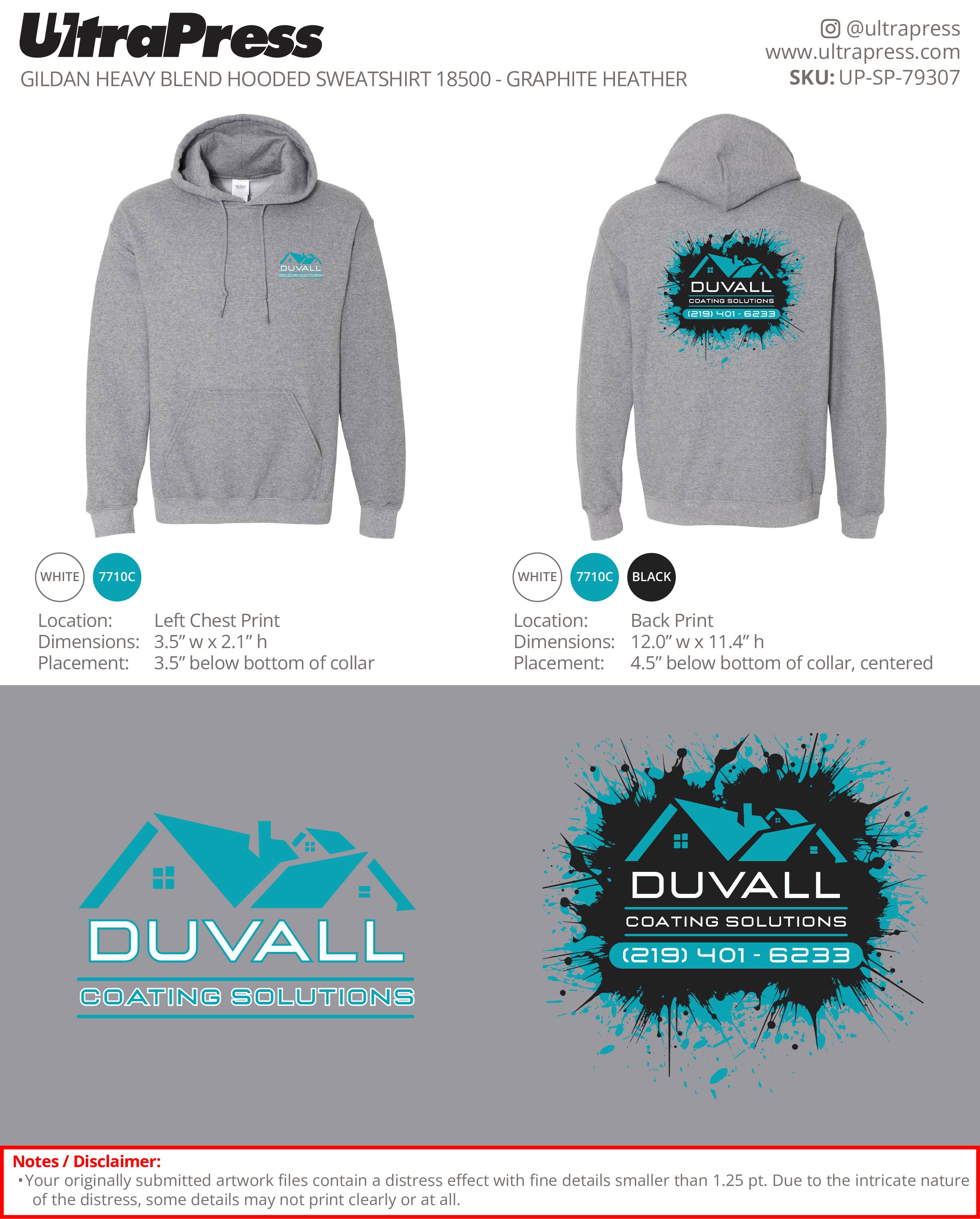 UP-SP-79307 DUVALL Coating Solutions Hoodies - Logan Duvall 50 Min Qty (Bulk)