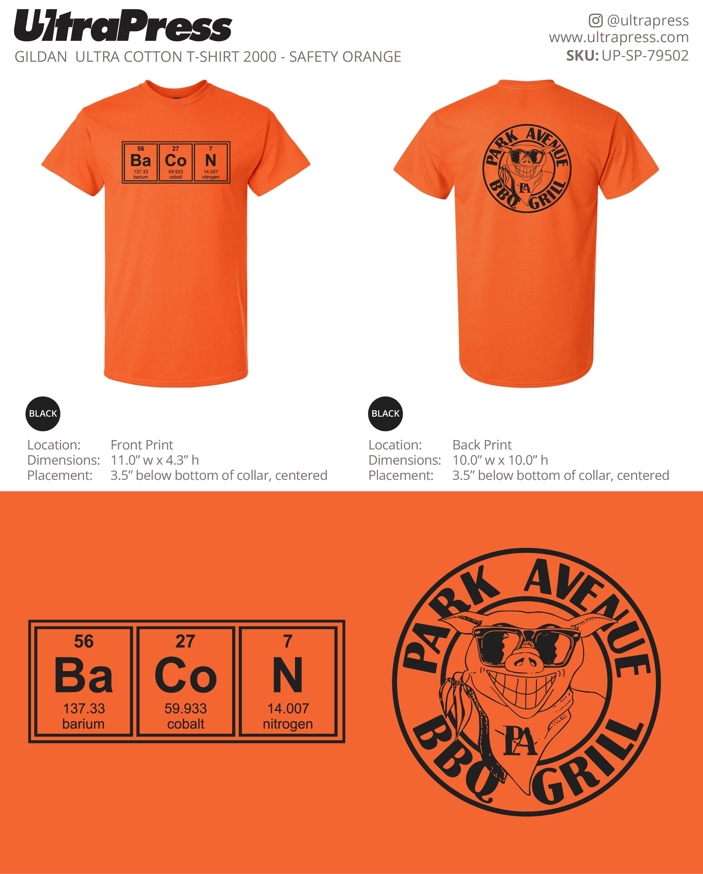 UP-SP-79502 Park Avenue BBQ Grill Shirts Black Ink - Dean Lavallee 100 Min Qty (Bulk)