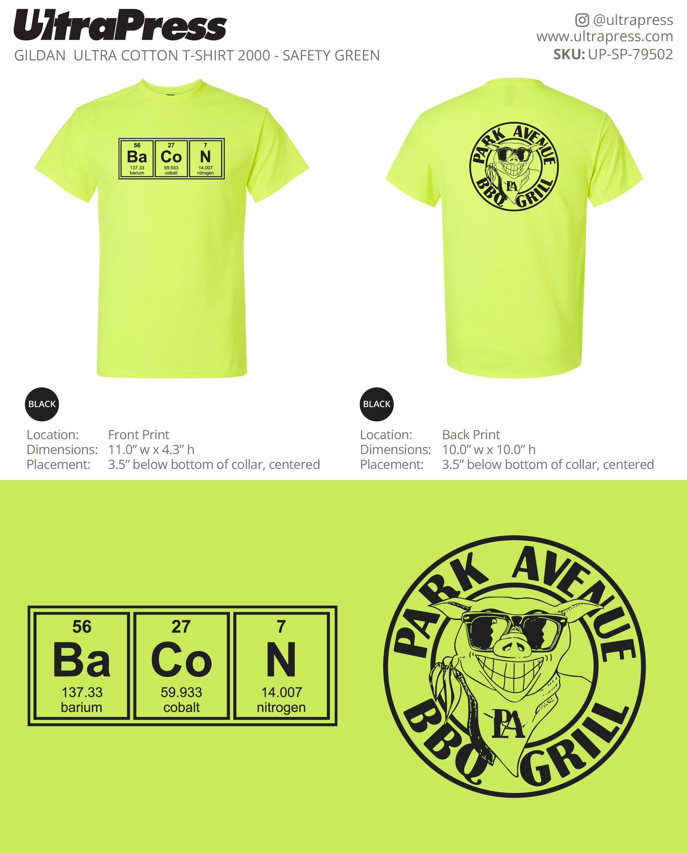 UP-SP-79502 Park Avenue BBQ Grill Shirts Black Ink - Dean Lavallee 100 Min Qty (Bulk)