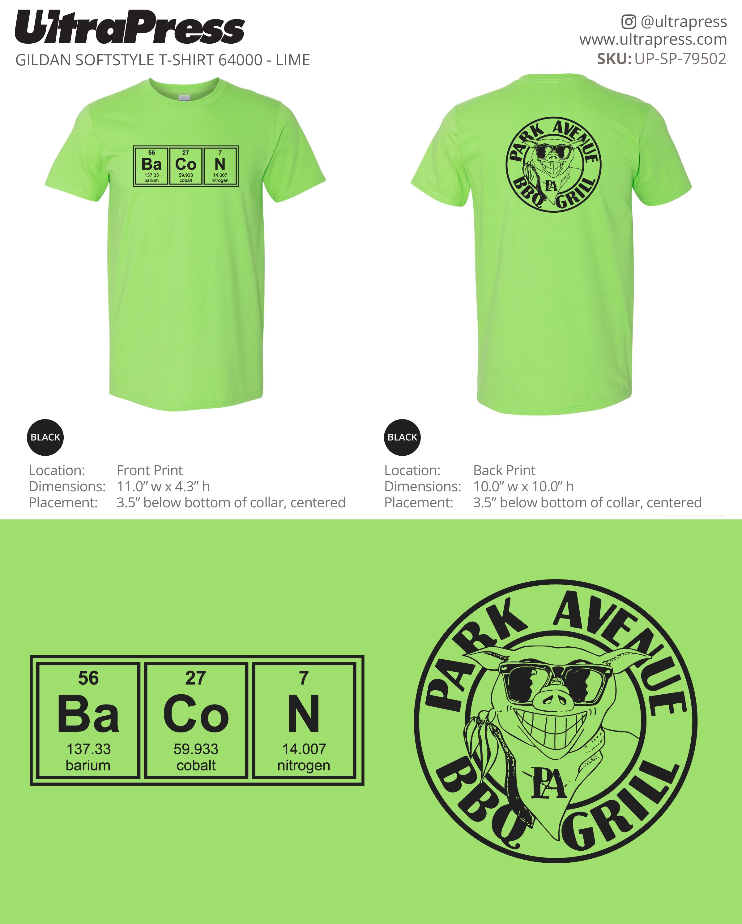 UP-SP-79502 Park Avenue BBQ Grill Shirts Black Ink - Dean Lavallee 100 Min Qty (Bulk)