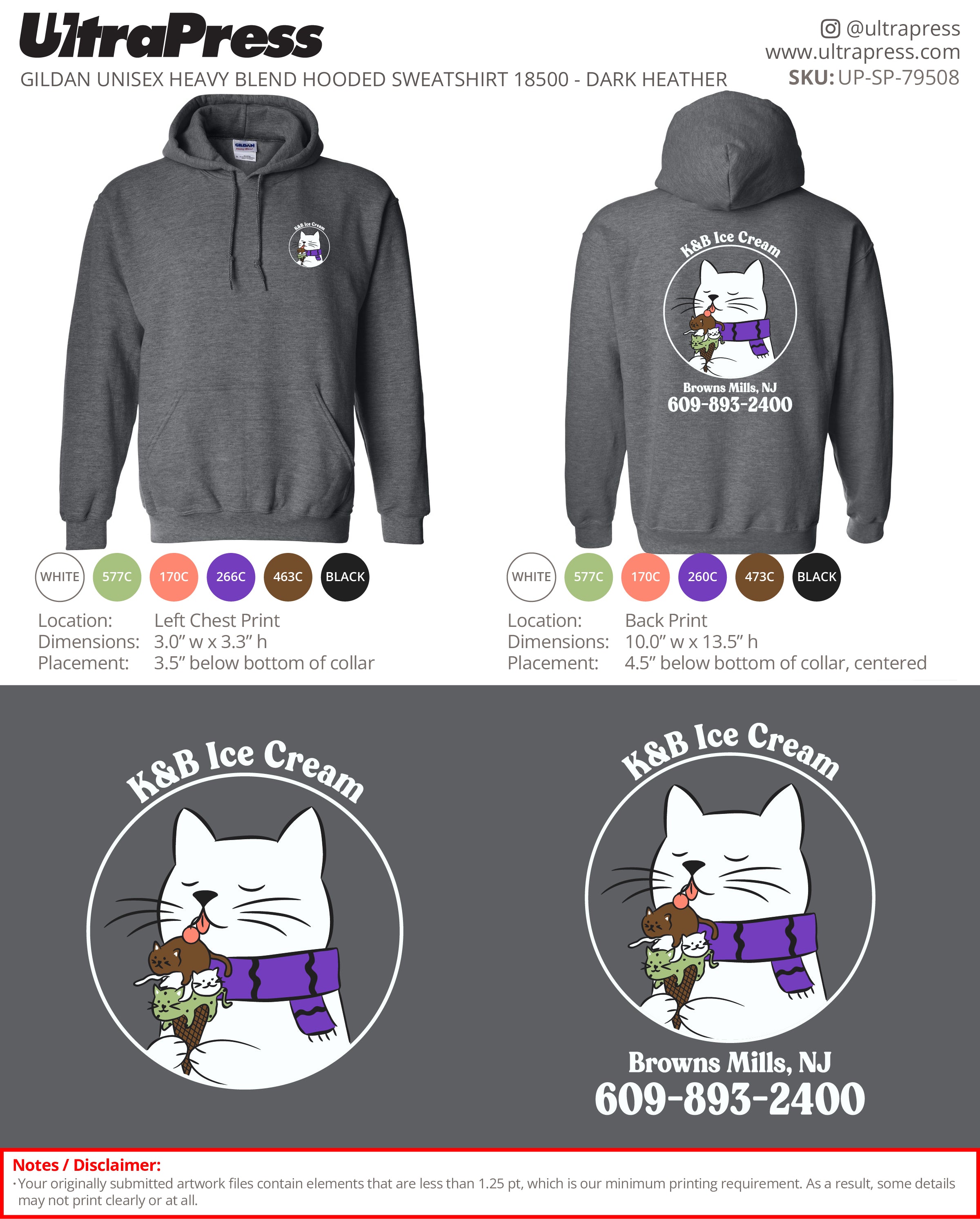 UP-SP-79508 K&B Ice Cream Hoodies - Glenn Hansen 72 Min Qty (Bulk)