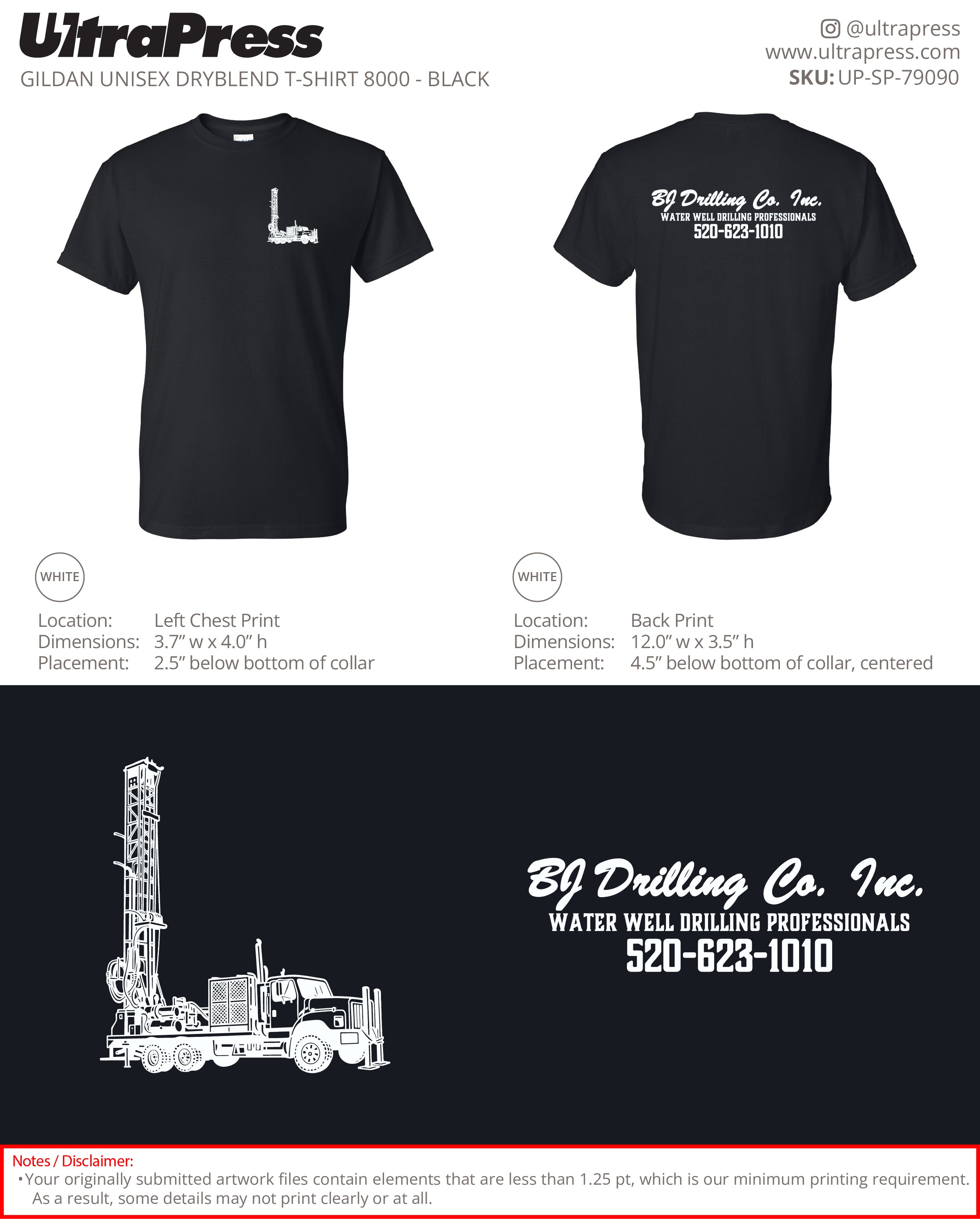 UP-SP-79585 BJ Drilling White Logo - Carina Ritenour 24 Min Qty (Bulk)
