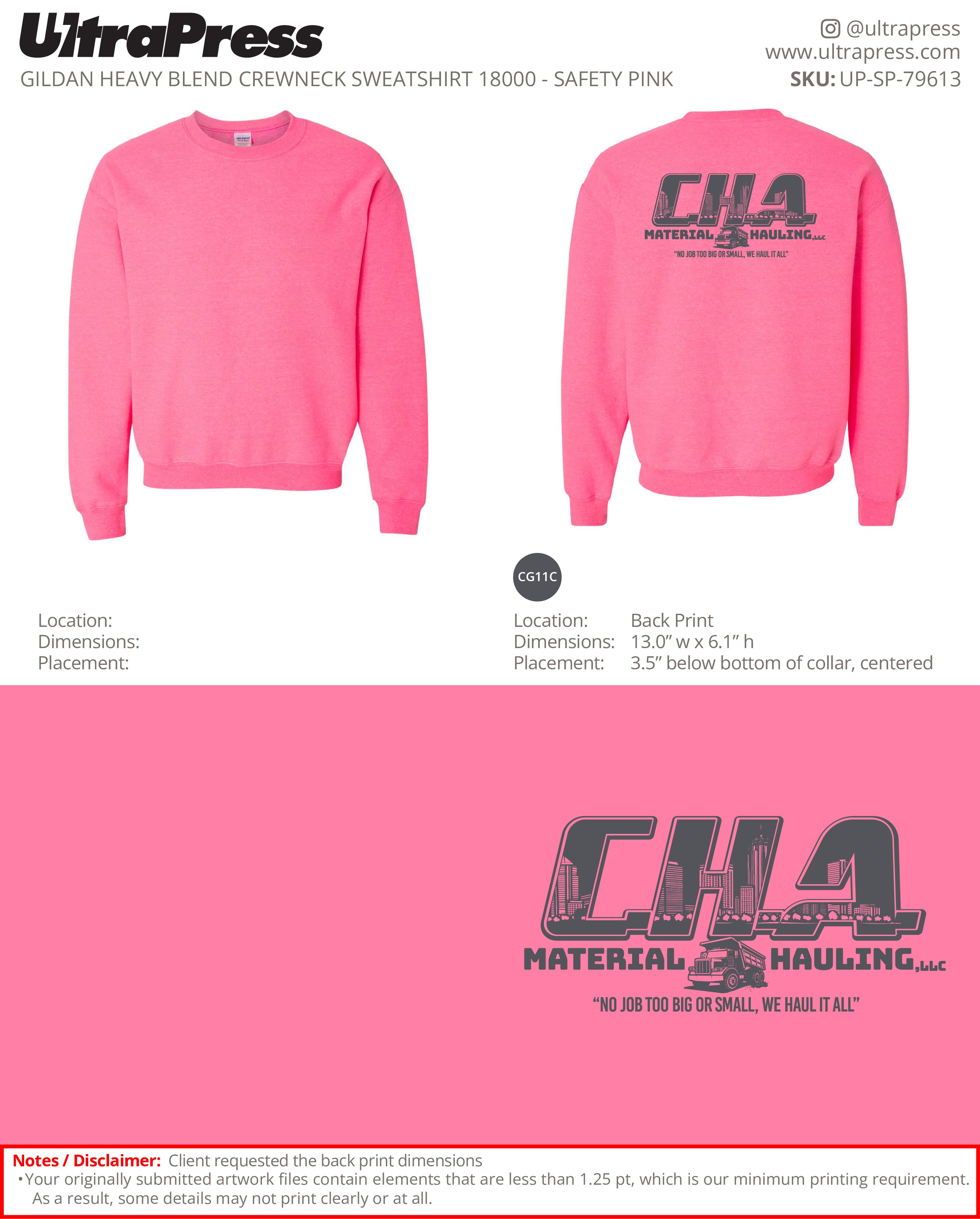 UP-SP-79613 CHA Material Hauling - Chee Chee McGowan 50 Min Qty (Bulk)