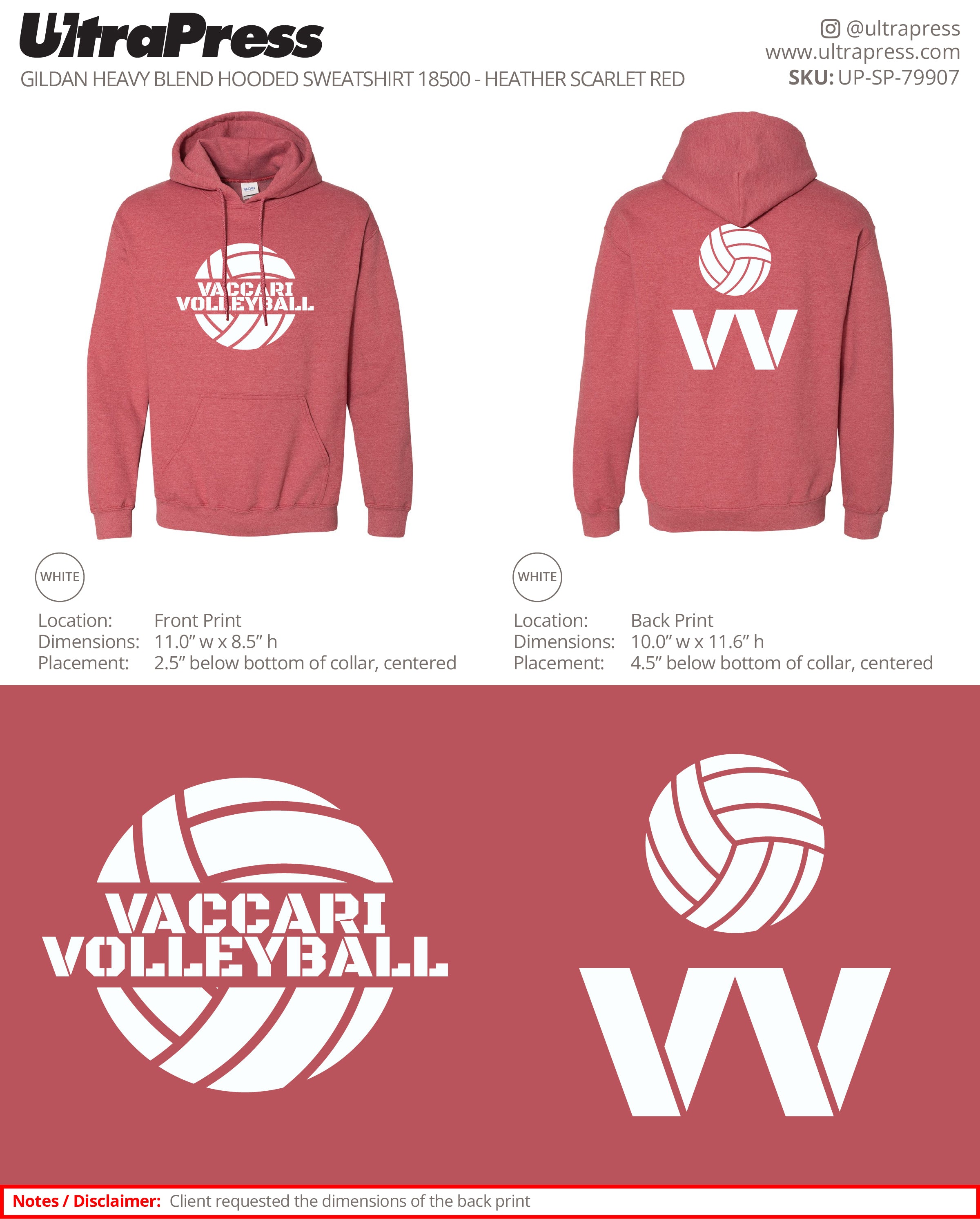 UP-SP-79907 Vacarri Volleyball Hoodies - Adam Vacarri 50 Min Qty (Bulk)