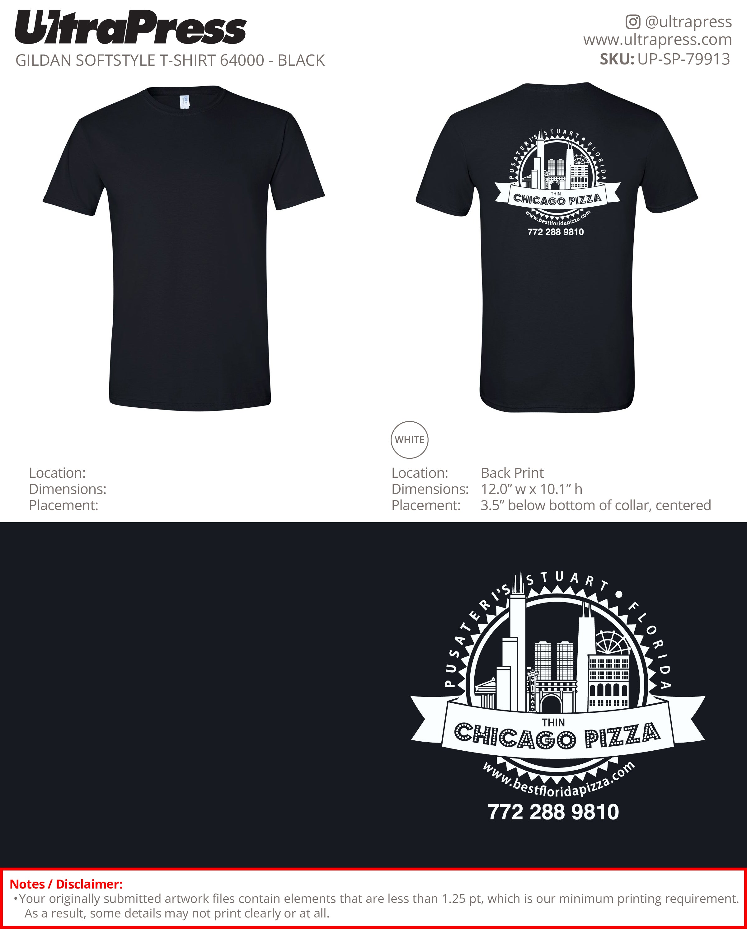 UP-SP-79913 Thin Chicago Pizza BACK PRINT ONLY - Thomas Bean - 100 Min Qty (Bulk)