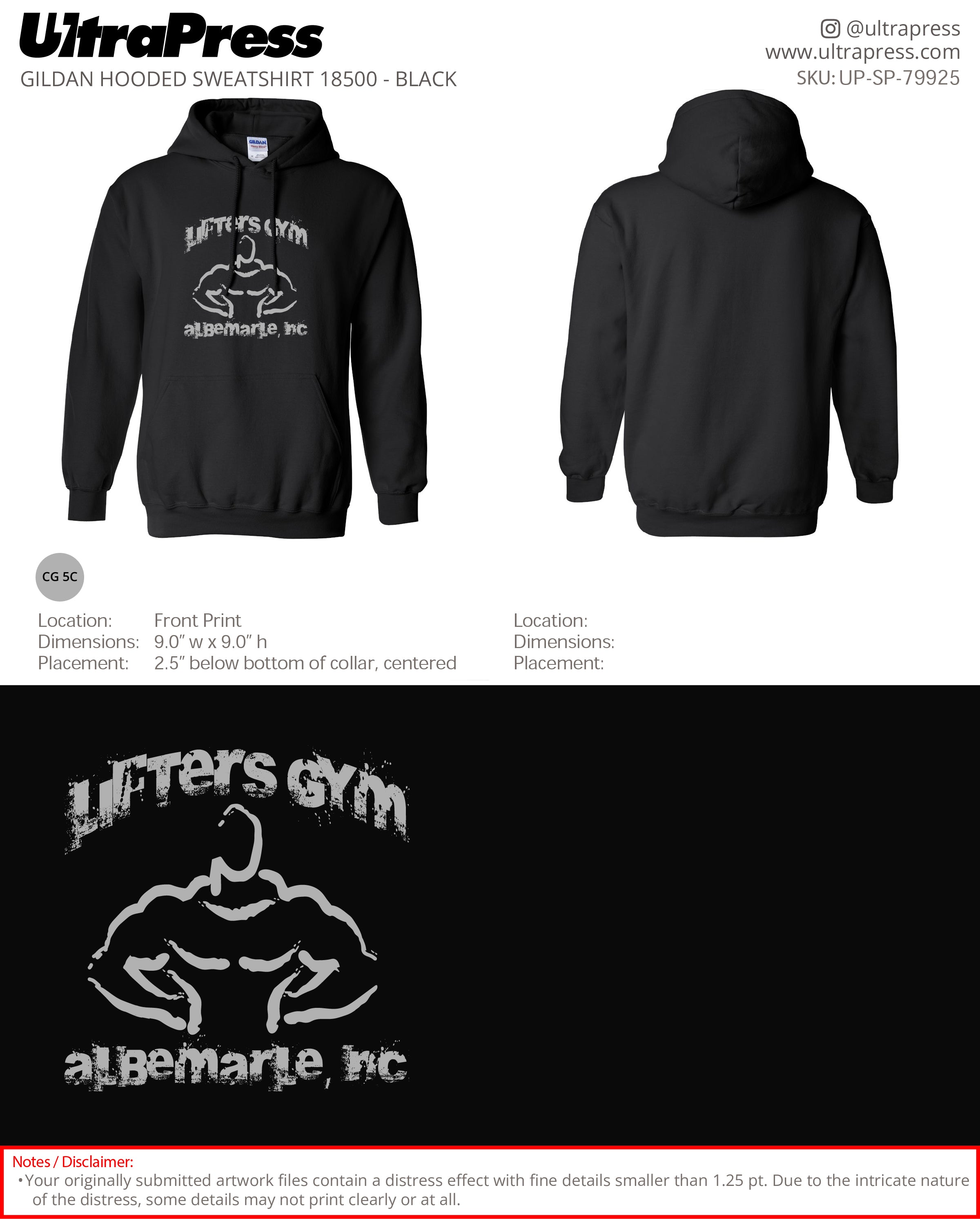 UP-SP-79925 Lifters Gym Hoodies - Chad Taylor - 50 Min Qty (Bulk)