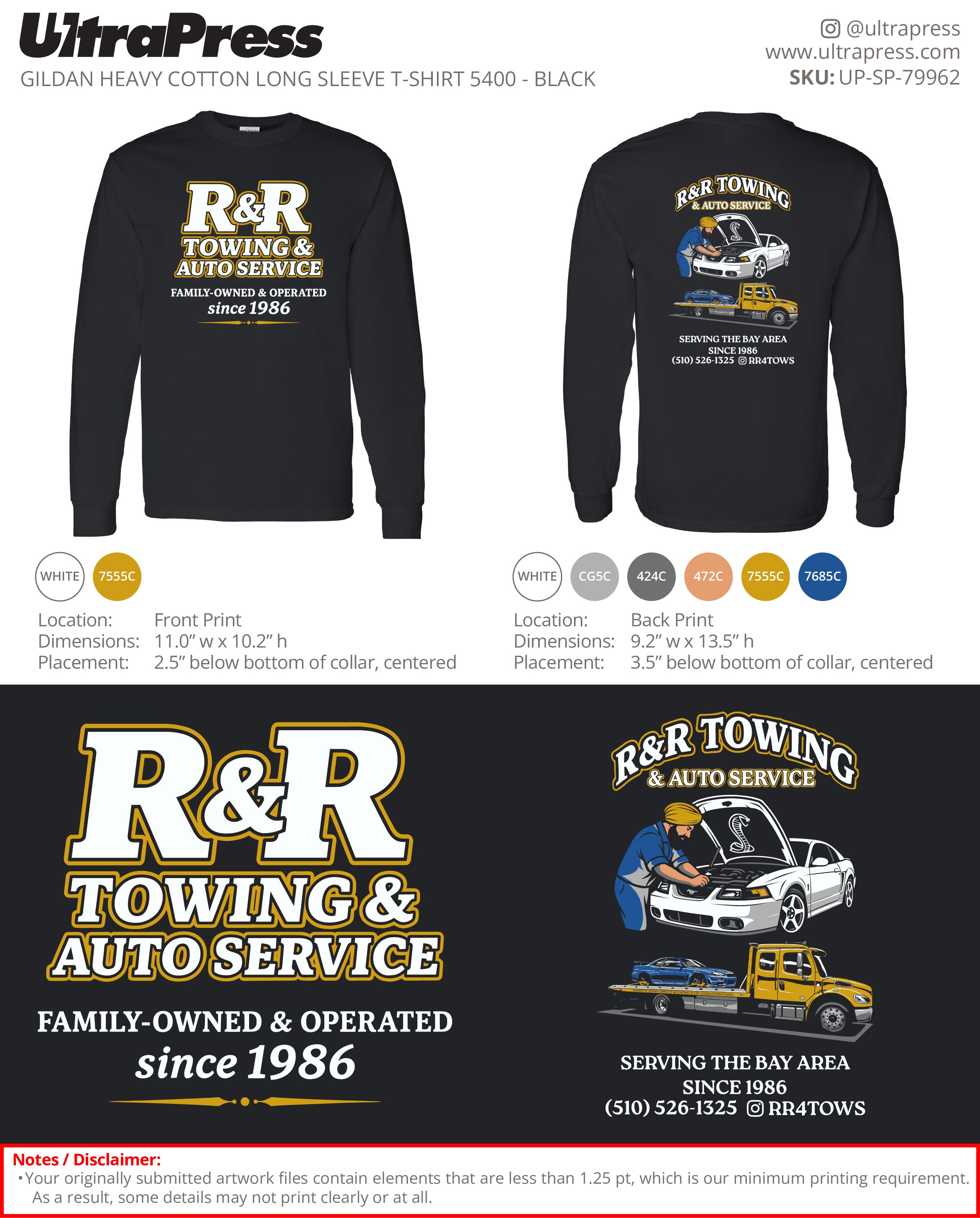 UP-SP-79962 R&R Towing Longsleeves - Ravinder Randhawa - 72 Min Qty (Bulk)