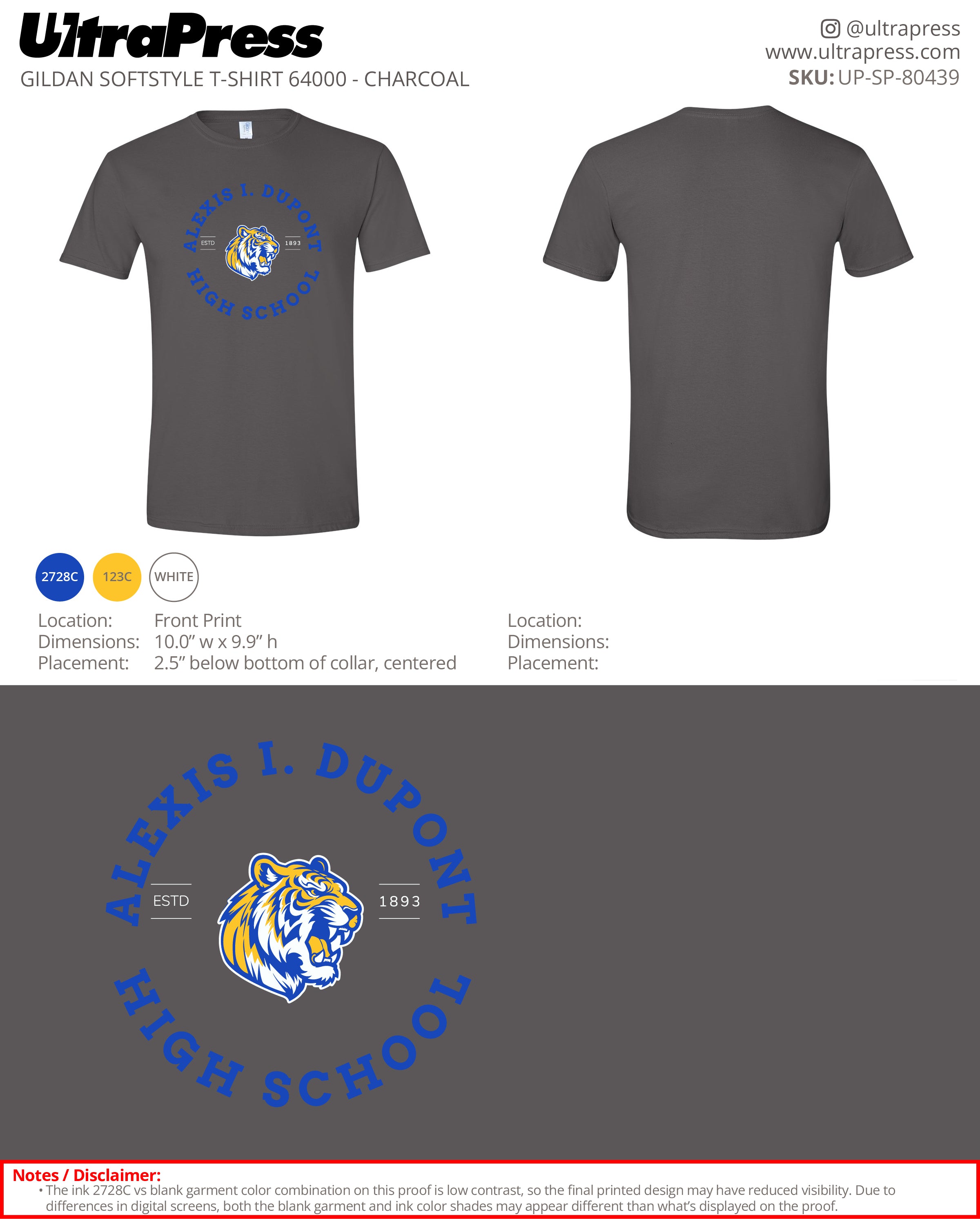 UP-SP-80439 Alexis I. Dupont High School - Melissa Andrade Johnson 100 Min Qty (Bulk)