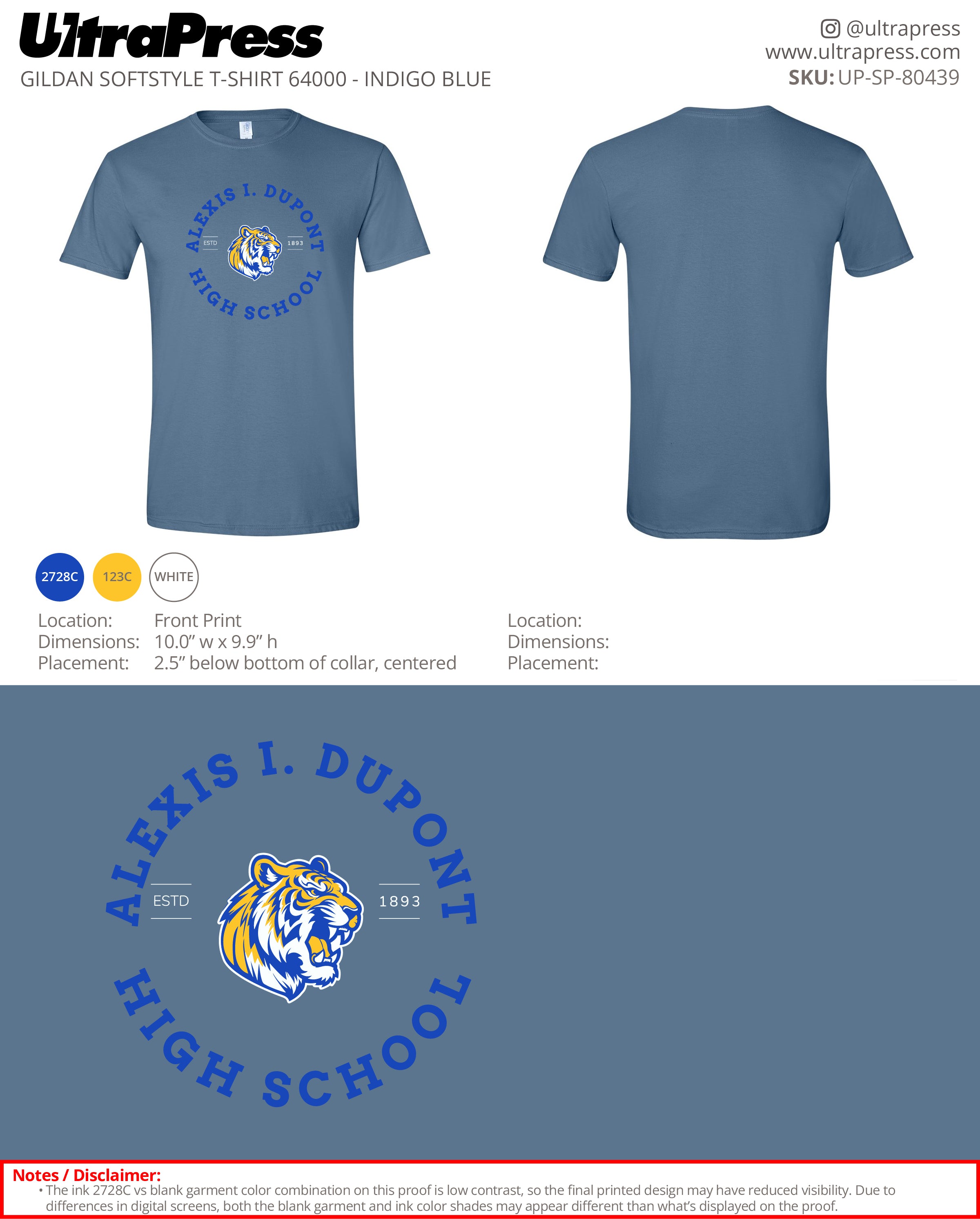 UP-SP-80439 Alexis I. Dupont High School - Melissa Andrade Johnson 100 Min Qty (Bulk)