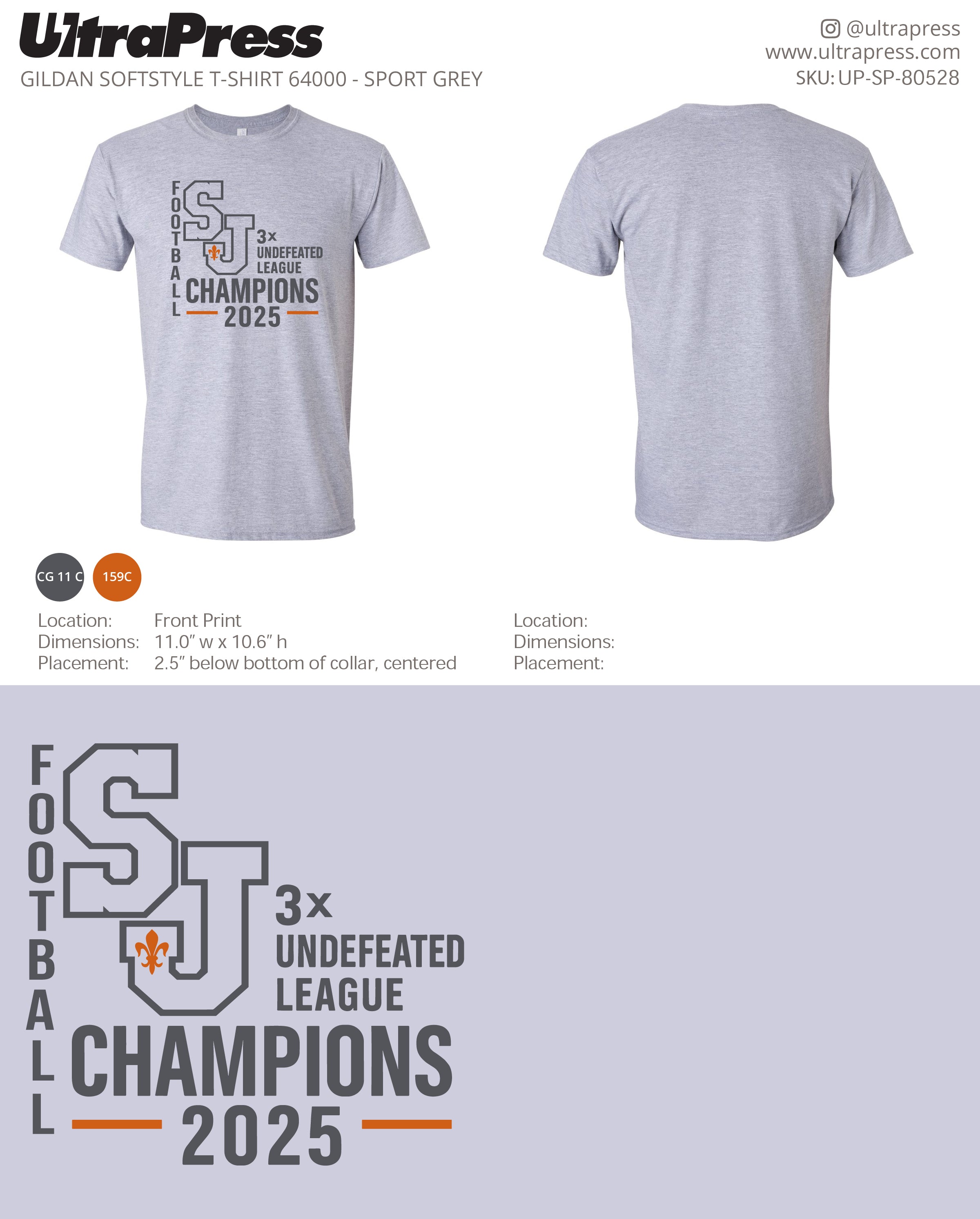 UP-SP-80528 Three-peat Championship Shirt - Tim Loya 100 Min Qty (Bulk)