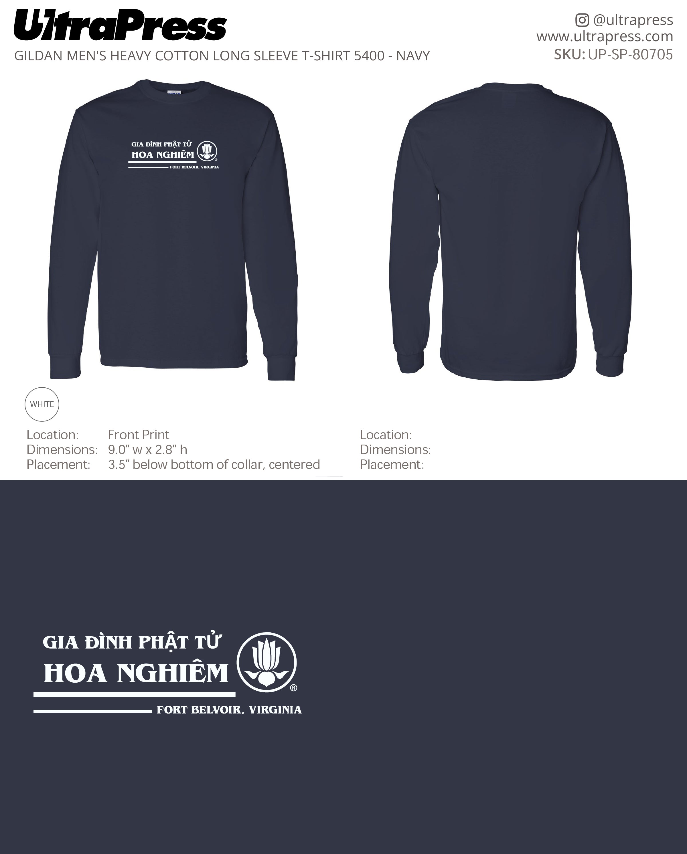 UP-SP-80705 Buddhist Youth Association Hoa Nghiêm Long Sleeves - Phuc Bui 50 Min Qty (Bulk)