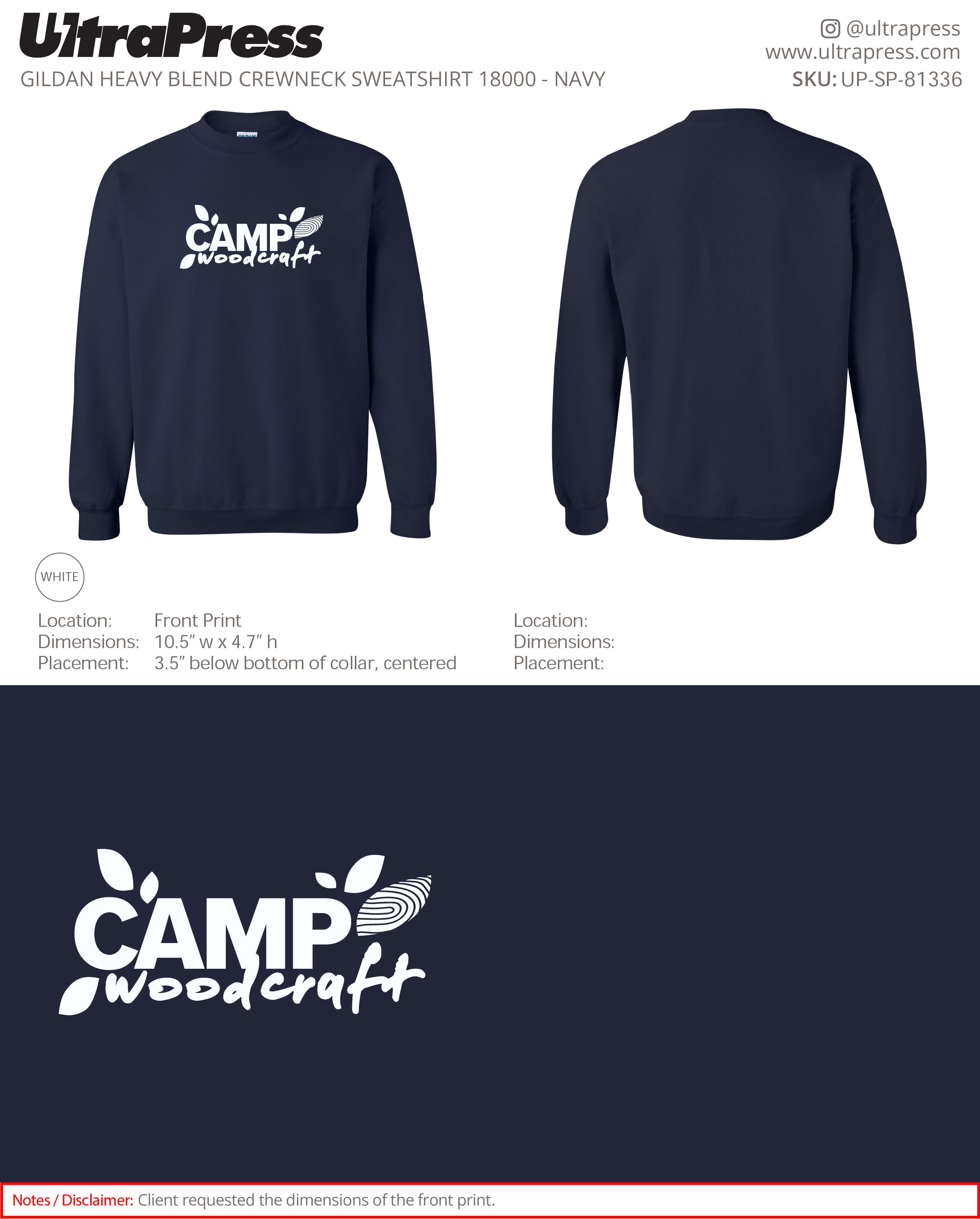 UP-SP-81336 Camp Woodcraft Printed Sweaters - Israel Serna - 250 Min Qty (Bulk)
